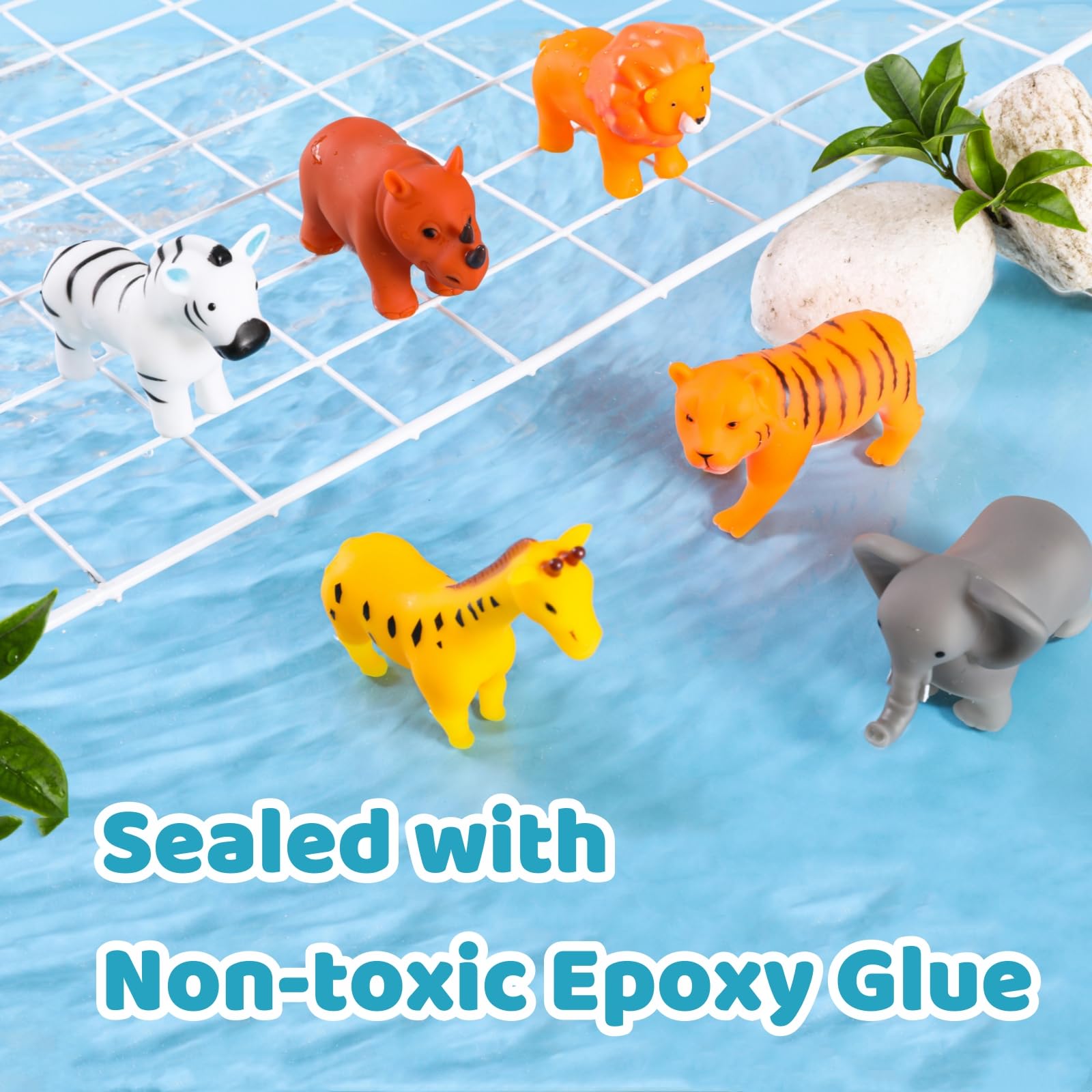 Best Baby Bath Toys for Infants 6-12 Months & Toddlers 1-3 Years - No Hole Bathtub Toys Set with Mesh Bag (Wild Animals, 8 Pcs) - Fun Bath Time Learning & Sensory Play for Kids