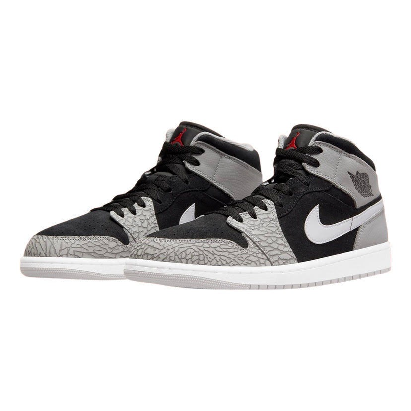 Air Jordan 1 GS Sneakers - Black White Grey Cement Elephant Print Basketball Shoes for Women & Girls - Perfect for Streetwear, Gym & Casual Fashion