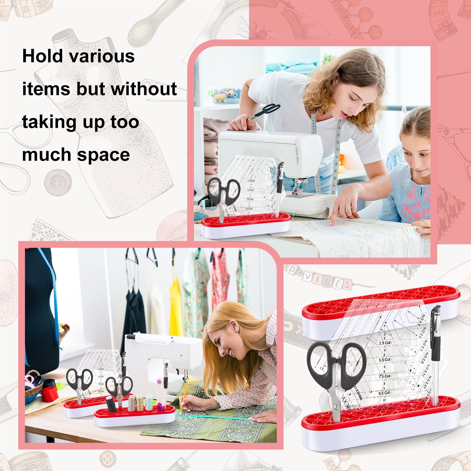 Yexiya 3-Piece Quilting Ruler Holder Set - Silicone Sewing Tool Organizer for Scissors, Markers & Craft Accessories - Perfect for Quilting, Sewing & Cosmetic Storage