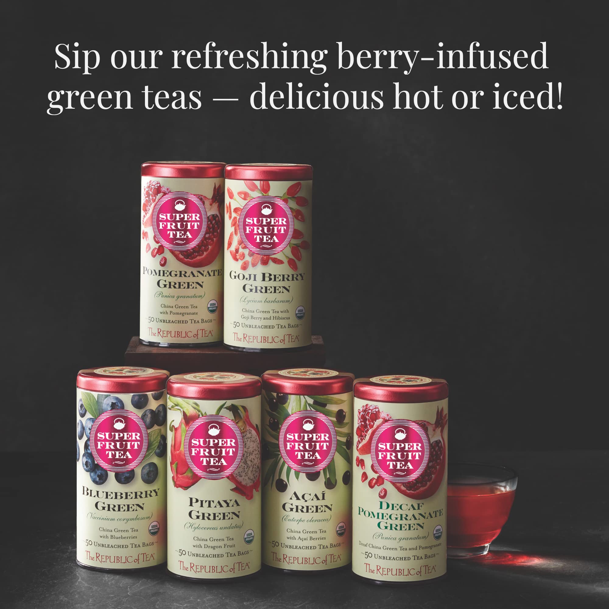 The Republic Of Tea Blueberry Green Superfruit Tea - 250 Tea Bags Bulk Pack | Antioxidant-Rich Superfood Blend for Energy & Wellness | Perfect for Morning Boost, Afternoon Refreshment & Relaxation