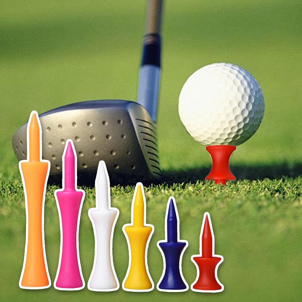 20pcs Unbreakable Reusable Plastic Golf Tees - Colorful Graduated Castle Design for Beginners | Perfect for Driving Range Practice & Backyard Golf Training