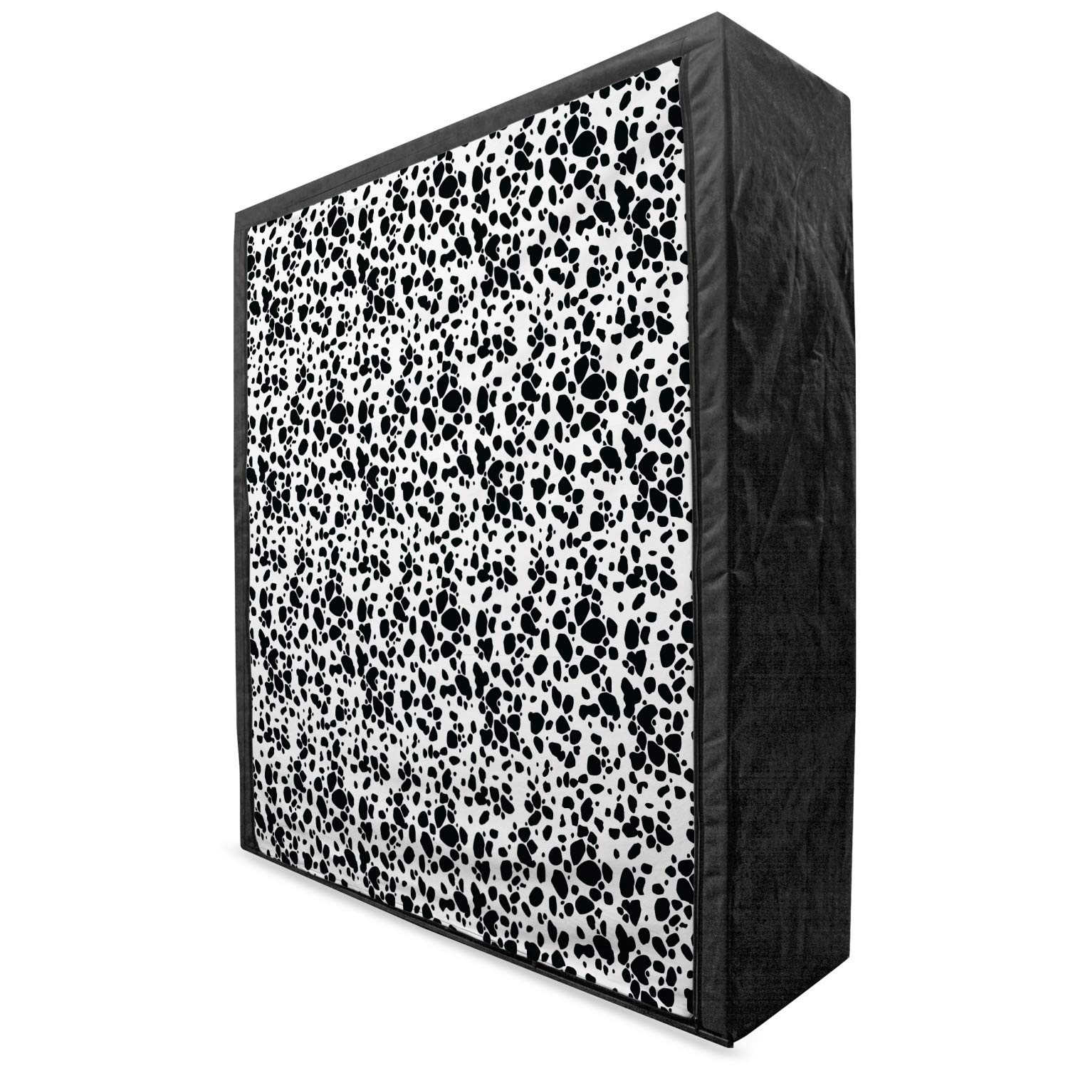 Ambesonne Dalmatian Dog Print Fabric Wardrobe - Portable Closet Organizer with Shelves, Black & White Puppy Spots Fur Pattern, 59
