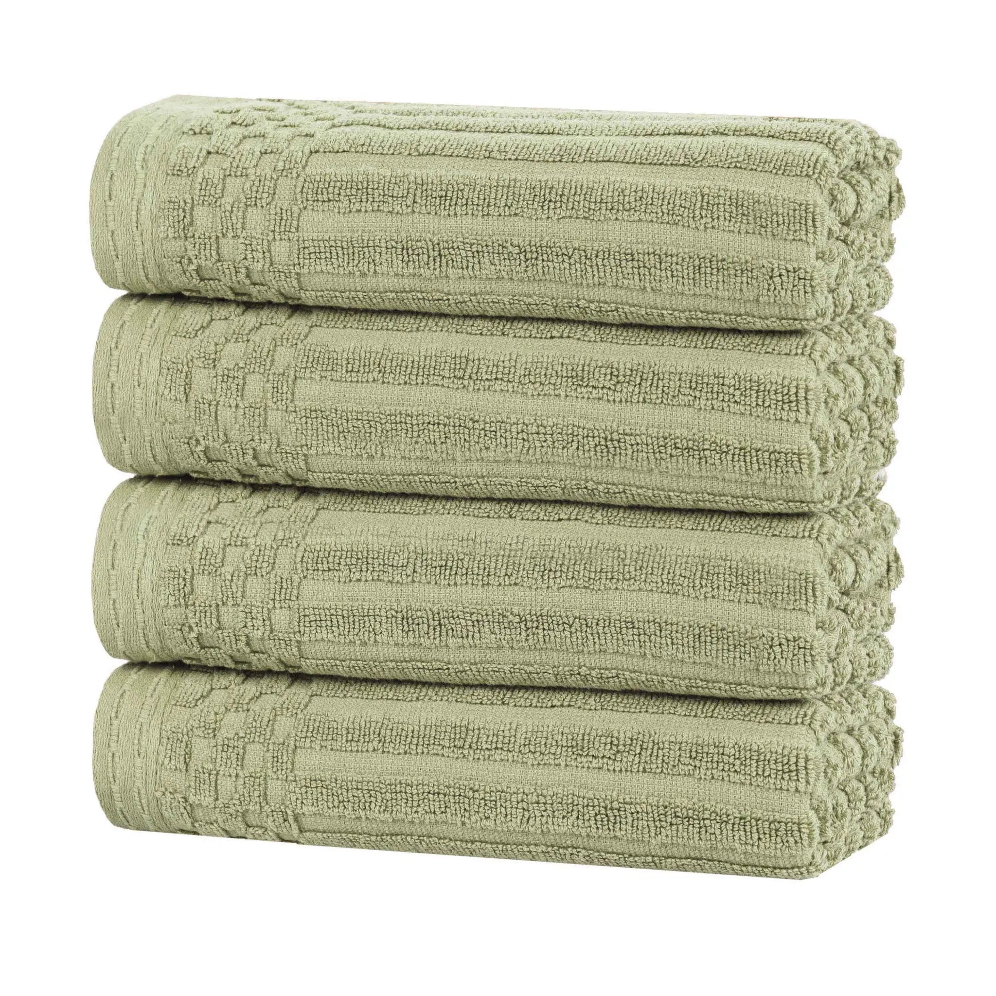 Premium Soho Ribbed Cotton Hand Towel Set - 4-Piece Ultra Absorbent Bath Towels for Kitchen, Bathroom & Gym - Soft & Quick-Drying