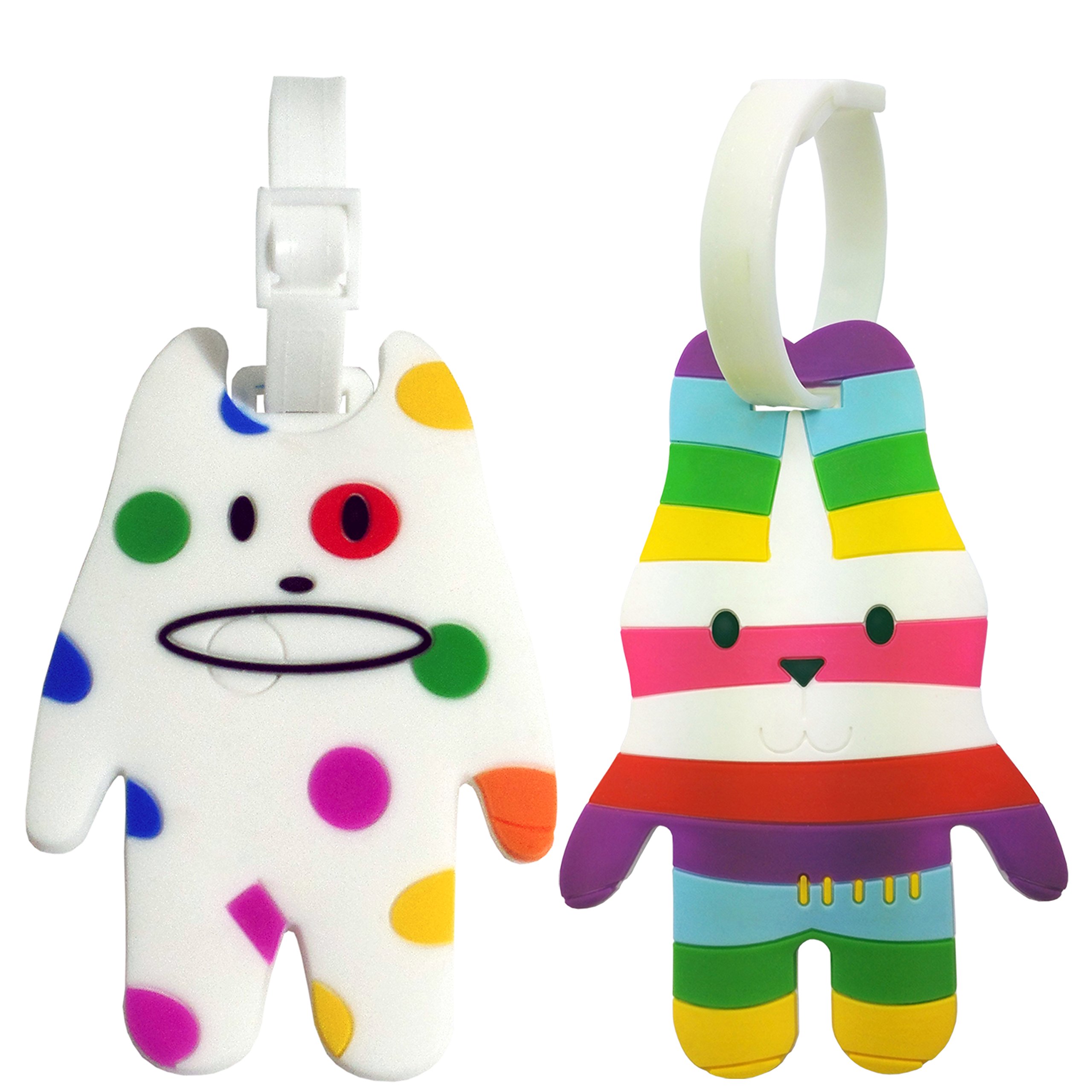 Alien & Rabbit Shaped Luggage Tags - Colorful & Cute ID Tag Set of 2 for Travel Bags & Suitcases | Perfect for Kids & Family Vacations