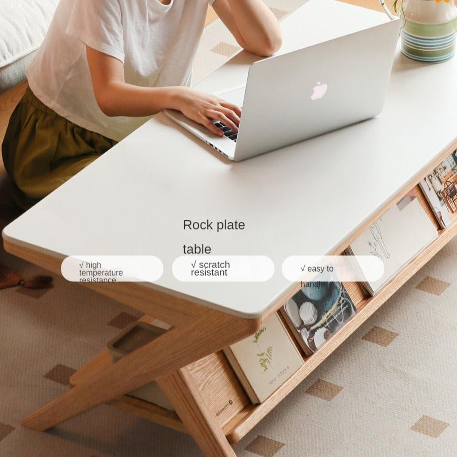 Solid Oak Wood Modern Rocking Coffee Table - Stylish and Durable Living Room Centerpiece for Cozy Home Decor