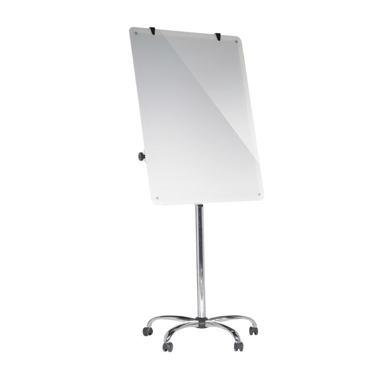 Heavy Duty Magnetic Glass Mobile Easel with Chrome 5 Star Base - Perfect for Art Studios, Classrooms, and Home Decor Displays