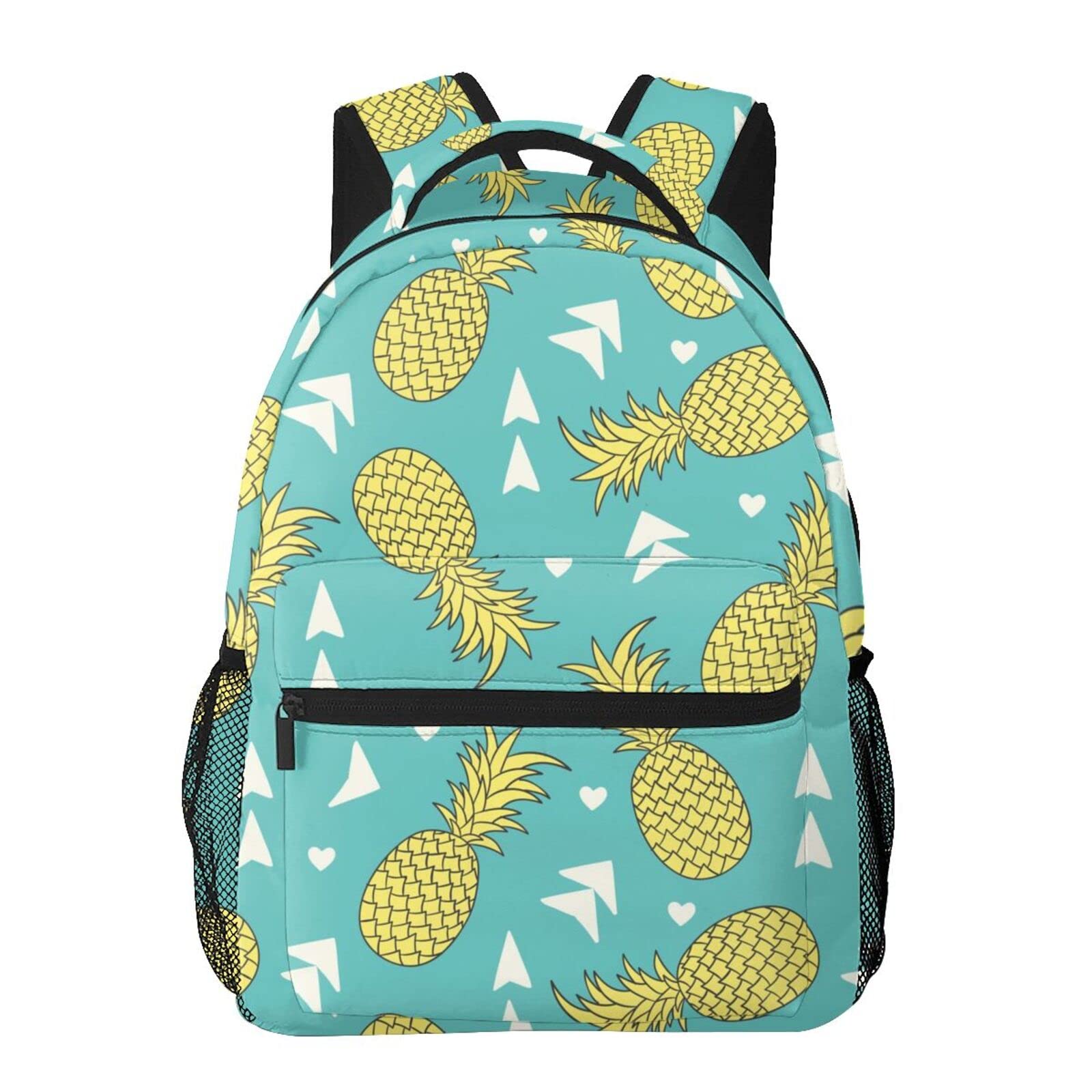 16 Inch Tropical Pineapple Print Casual Backpack for School, Outdoor Sports & Travel - Lightweight Daypack for Women & Teens