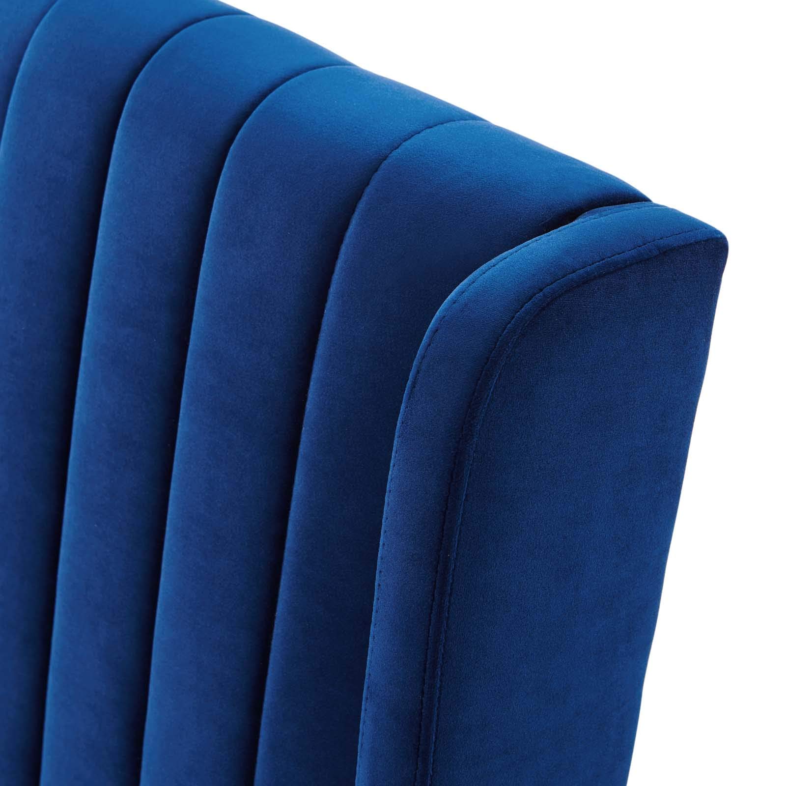 Modway Renew Parsons Performance Velvet Dining Side Chairs - Set of 2 Navy Blue Velvet Upholstered Chairs for Kitchen, Dining Room & Home Decor
