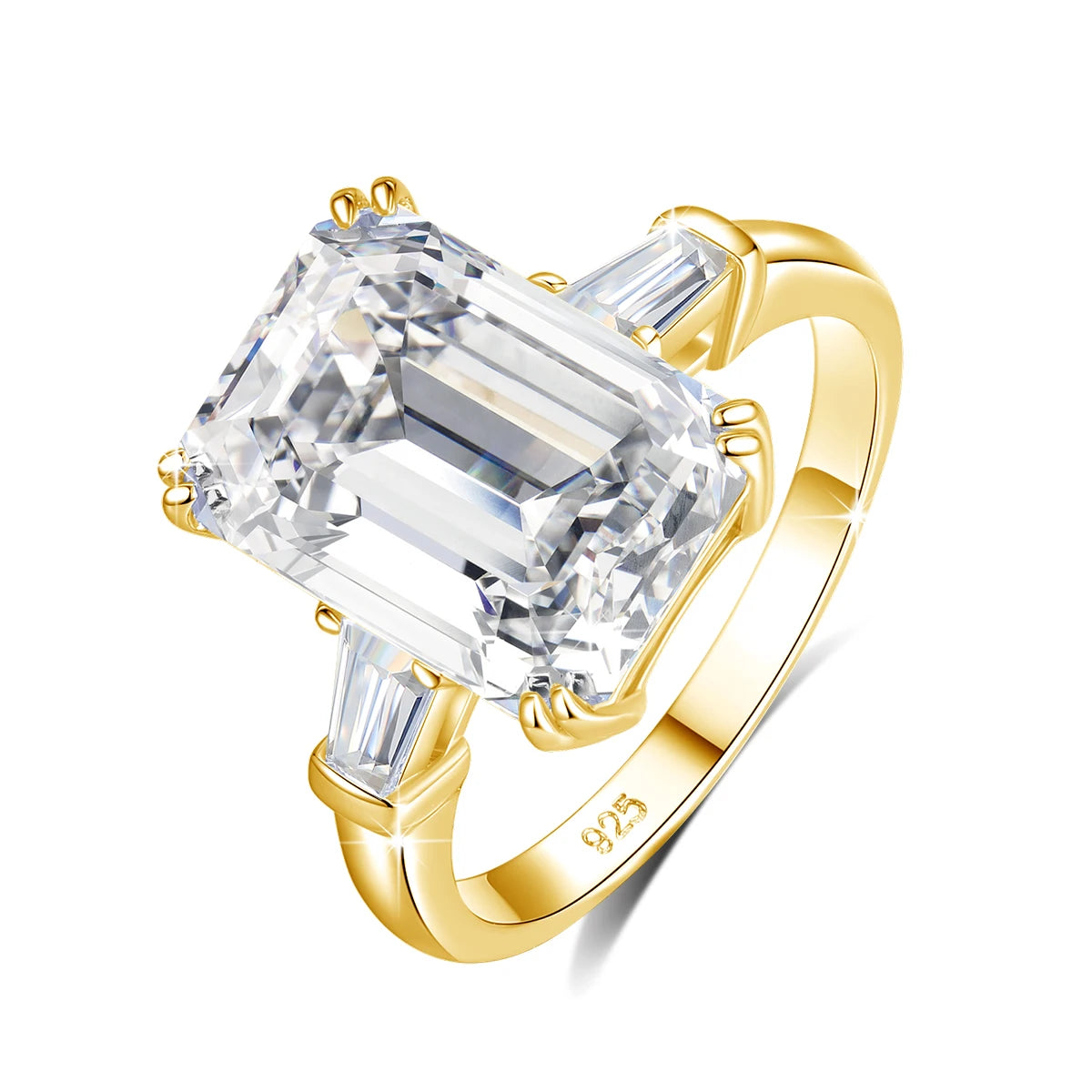 10ct Emerald Cut Moissanite Engagement Ring - Certified Gold Wedding Jewelry for Women, Waterproof Bride Gift - Perfect for Proposals, Anniversaries & Special Occasions