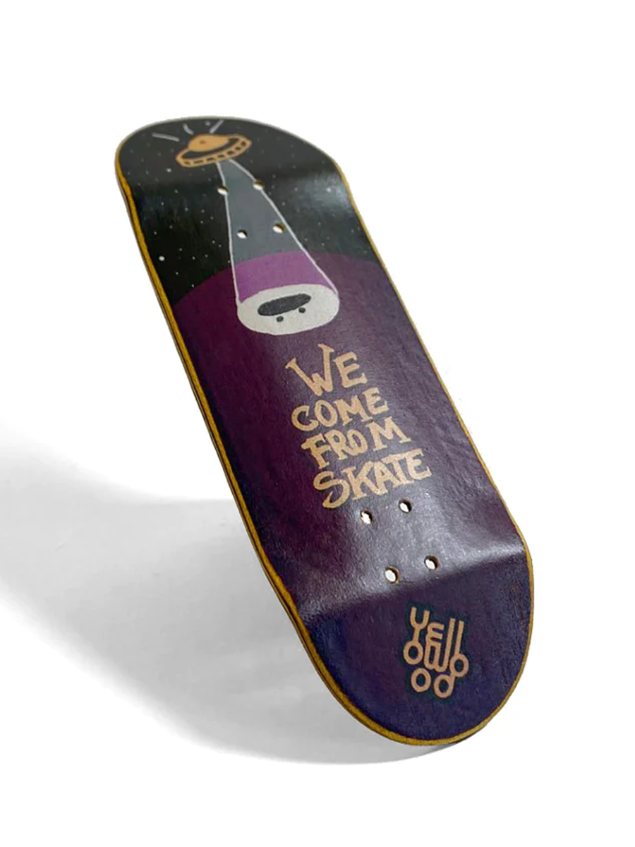 Yellowood Fingerboard Deck Space - Professional Mini Skateboard for Finger Tricks & Stunts - Perfect for Skateboarding Enthusiasts & Collectors - Great for Indoor Practice, Office Fun & Stress Relief