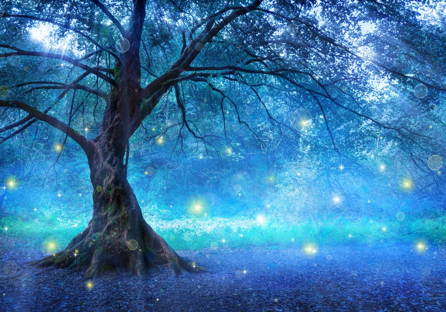 Bormia Fantasy Wall Mural - Enchanted Fairy Tree in Mystic Forest Wallpaper | Kids Room, Living Room & Bedroom Decor | Peel & Stick Wall Art for Nursery, Playroom & Home Decor