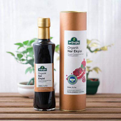 Organic Turkish Pomegranate Molasses Sauce - 250g Glass Jar - Premium Arifoglu Pomegranate Syrup for Salads, Marinades & Middle Eastern Cuisine