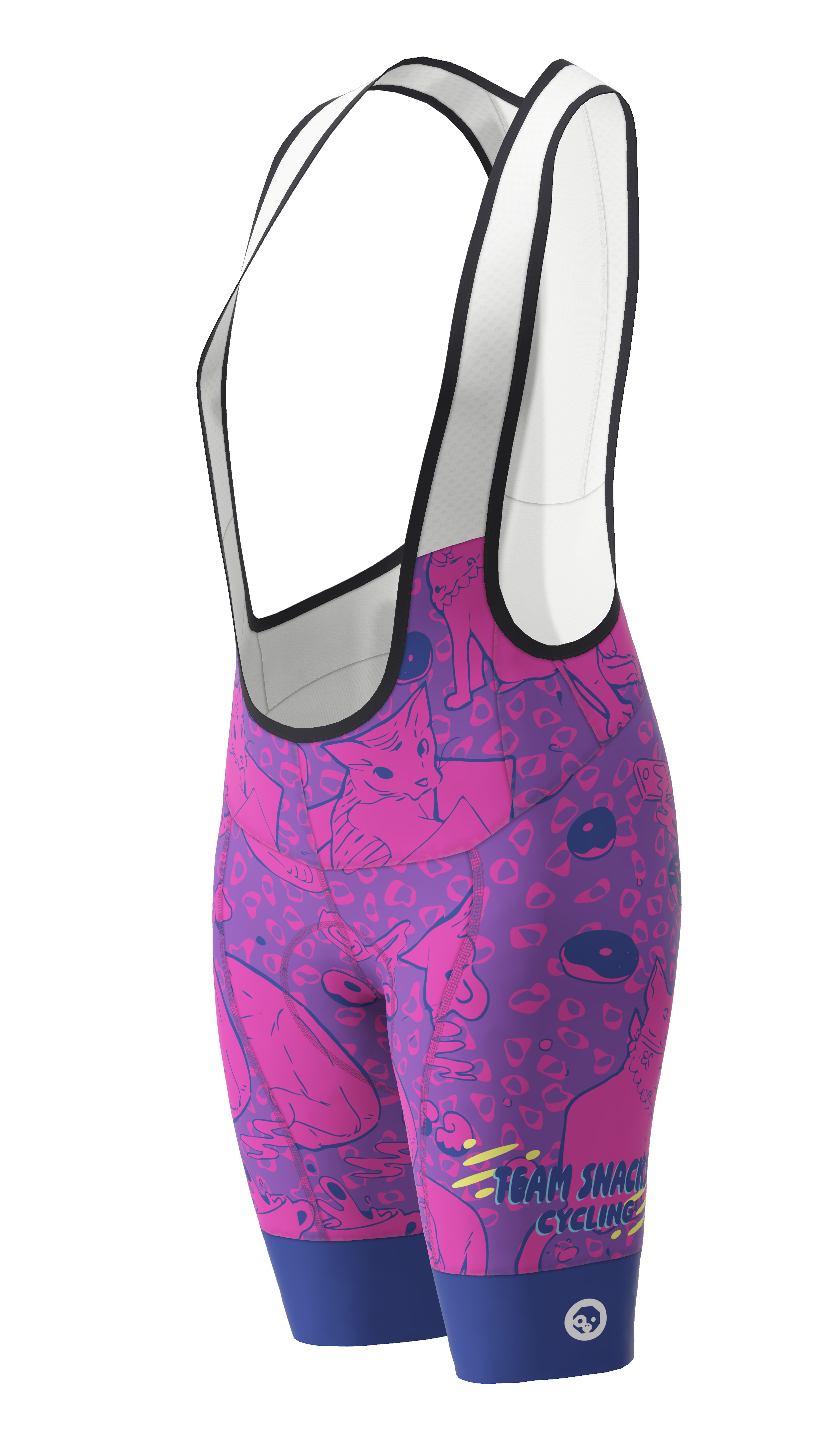 Team Snacks Speed Bib Cycling Shorts for Men & Women - High-Performance Pink Bike Shorts for Road & Mountain Biking | Comfortable & Breathable for Long Rides