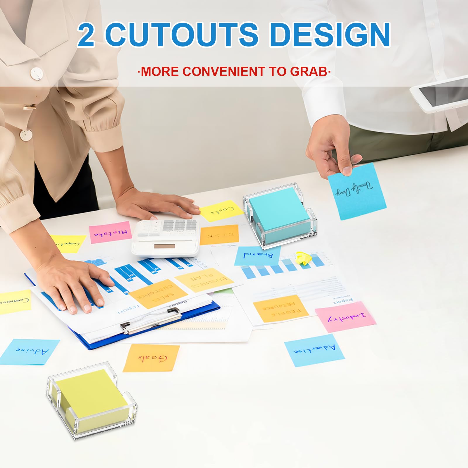 WINFFOR Acrylic Sticky Note Holder Dispenser - 3x3 Inch Clear Desktop Memo Organizer for Office, School & Home Use (Without Pads) | Perfect for Notes, Reminders & To-Do Lists | Crystal Clear Desk Accessory
