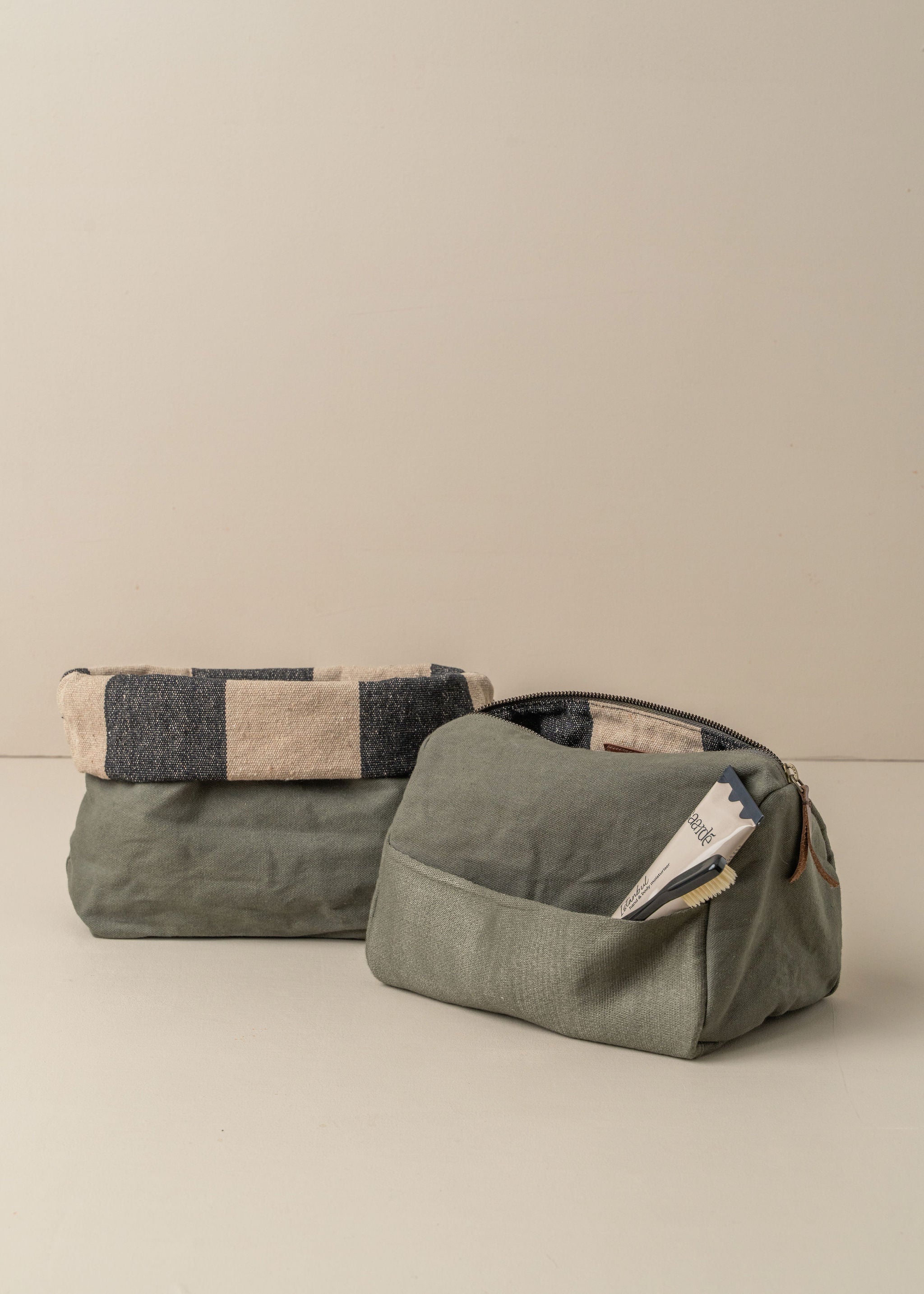 Journey Toiletry Canvas Bag - Waterproof Travel Cosmetic Organizer for Women & Men | Olive Green | Perfect for Camping, Gym & Airplane Carry-On
