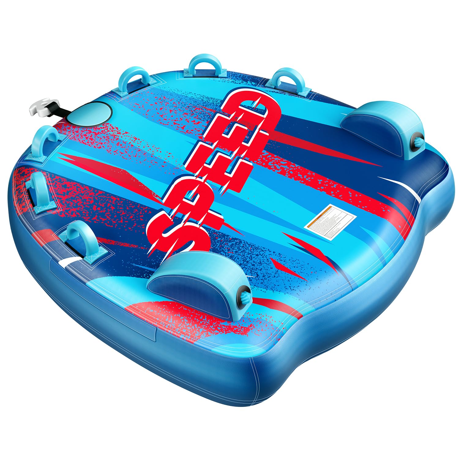 **Heavy Duty Inflatable Towable Tube for Boating - 1-3 Riders, Speed Water Sport Tube with Zippered Nylon Cover, Bolster Fins & Safety Air Valve - Perfect for Lake, River & Ocean Fun**