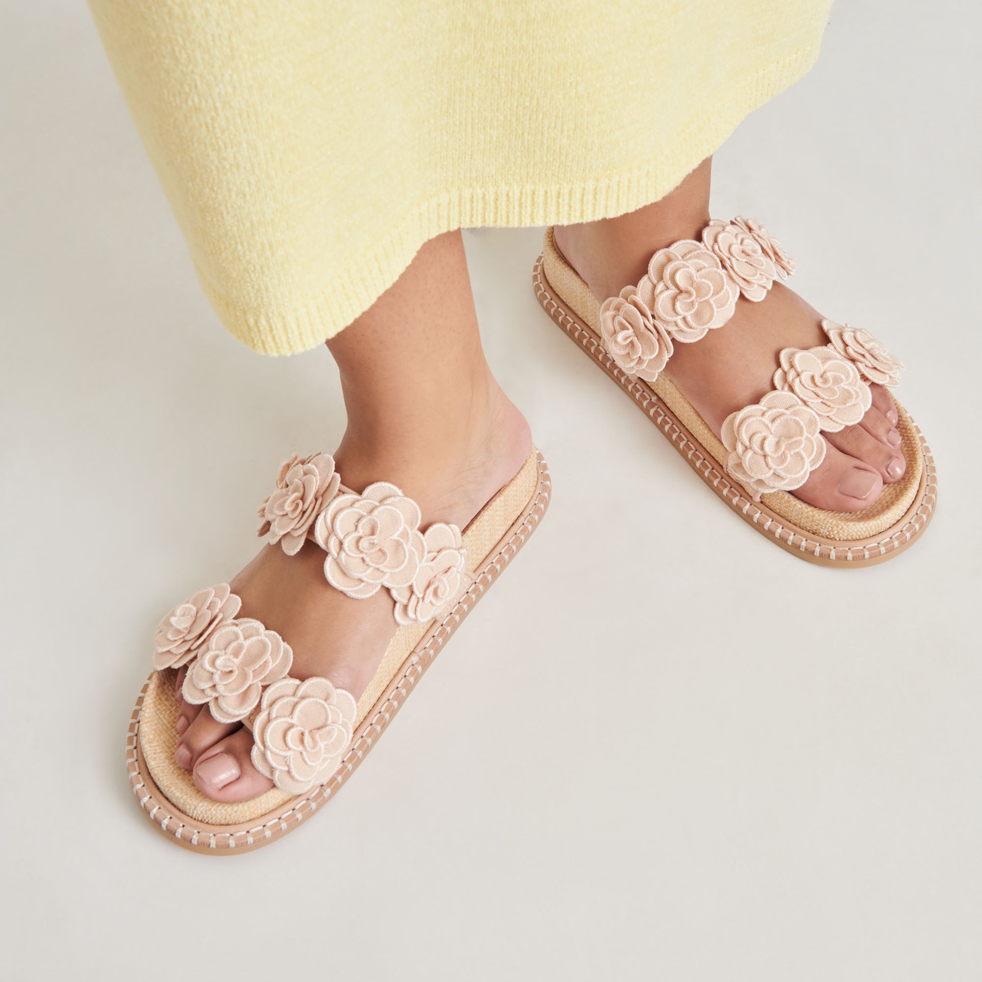 SHERLA Women's Praline Raffia Sandals - Comfortable Summer Beach Slides for Women, Perfect for Vacation, Poolside, and Casual Outings