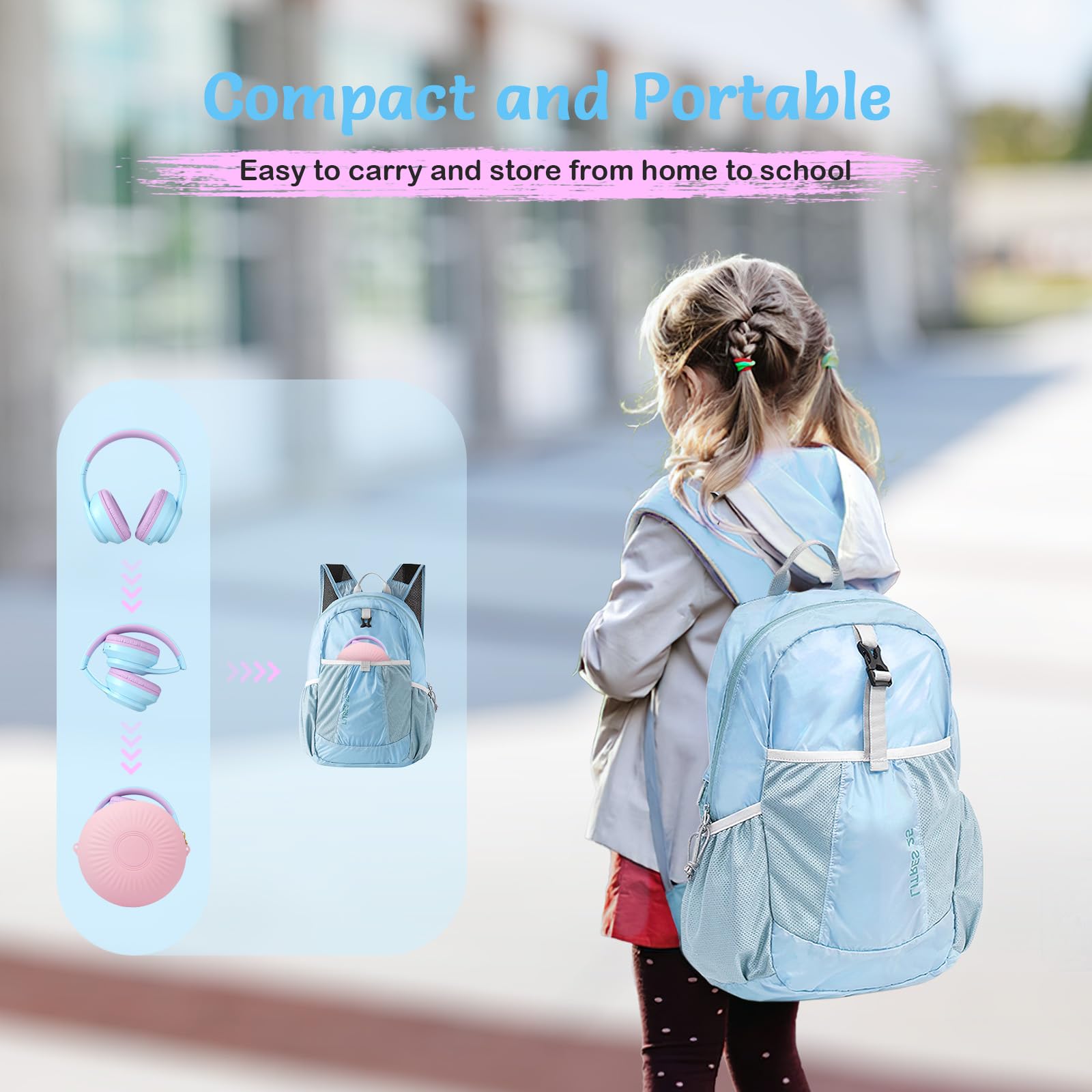 Kids Wireless Bluetooth Headphones with Active Noise Cancelling, 60H Playtime, Built-in Mic - Purple Over-Ear Headset for Home, School, Travel & Party (Includes Portable Case) - Perfect for Online Classes, Airplane Rides & Study Sessions