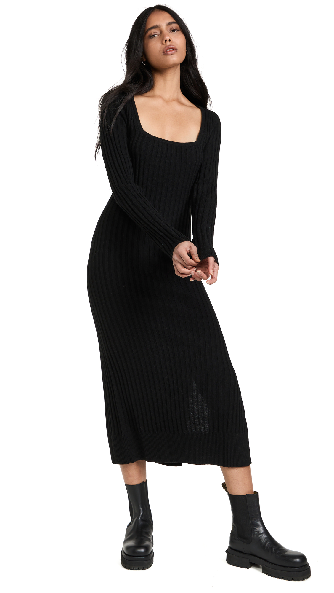 PAIGE Women's Benita Dress - Flowy Midi Dress with V-Neck & Ruffle Sleeves for Casual, Office & Date Night Outfits