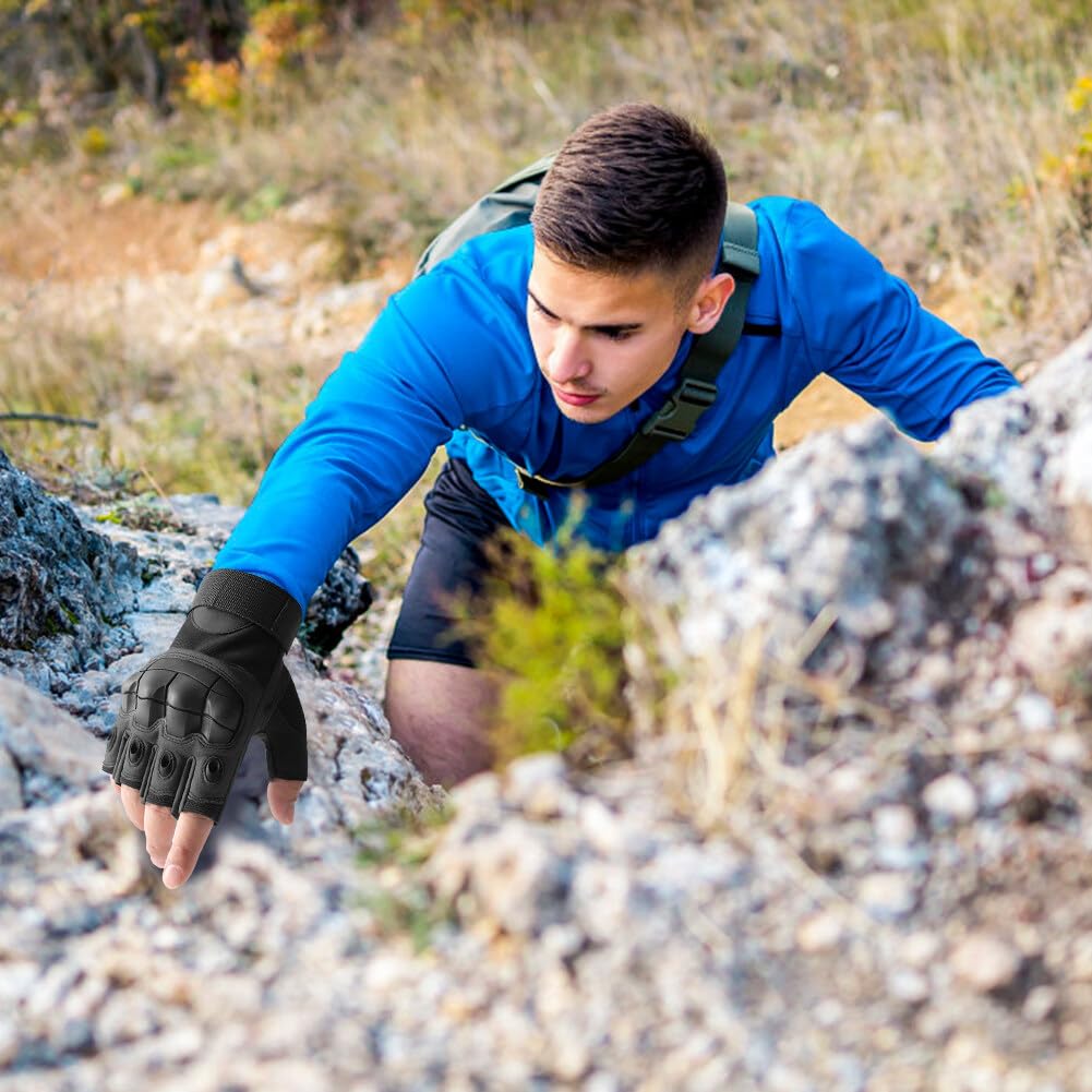Fingerless Gloves for Men & Women - Breathable Outdoor Sports Gloves for Training, Cycling, Climbing & Skating - Black (Medium) - Perfect for Gym, Hiking & Winter Activities
