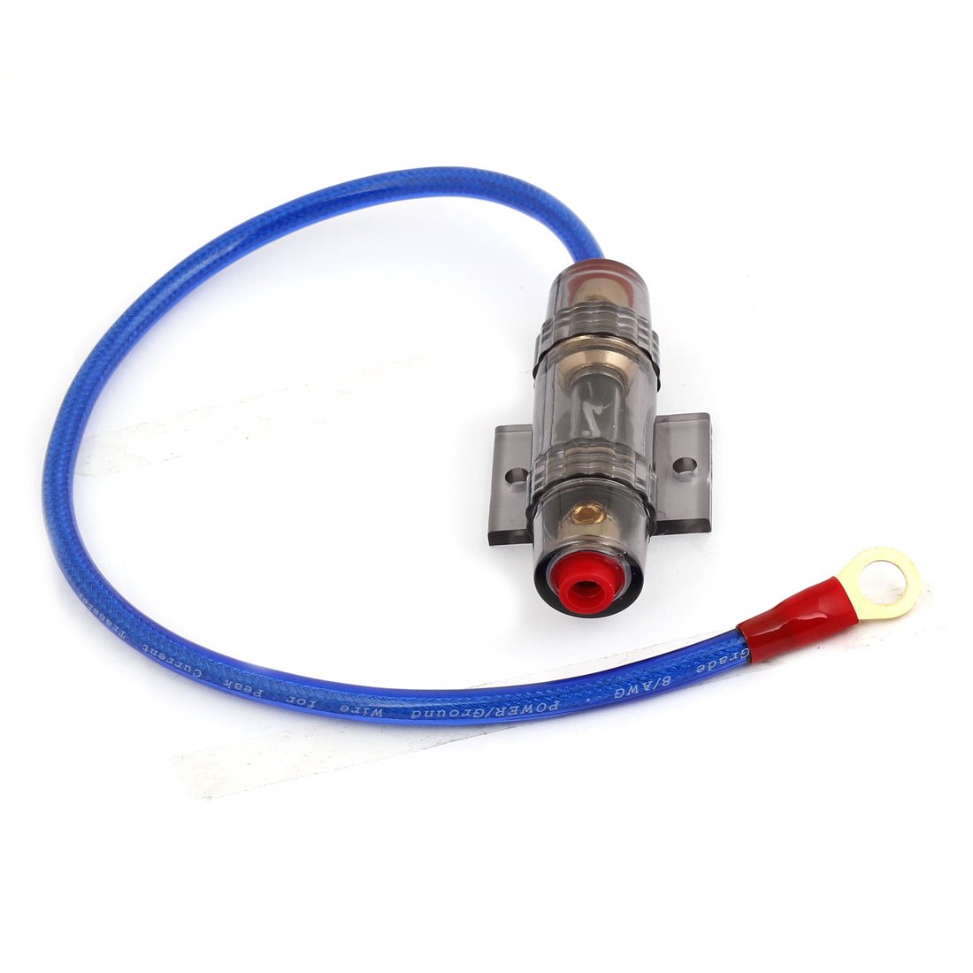 IIVVERR Car Audio Amplifier Fuse Holder with Power Line - Clear Gray Fuseholder for Car & Truck Stereo Systems - Perfect for Car Audio Upgrades & DIY Installations