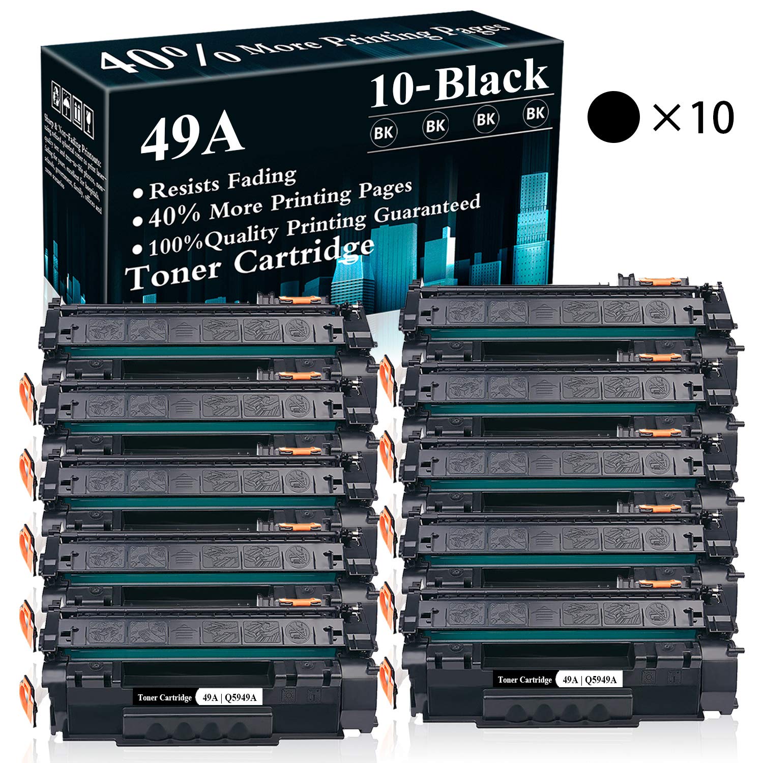 10-Pack Black 49A Q5949A Toner Cartridge Replacement for HP LaserJet 1320/1320n/1320nw/1320tn/3390 MFP/3392 MFP/1160 Printers | High-Yield Compatible Ink | Ideal for Office & Home Printing | Sold by TopInk