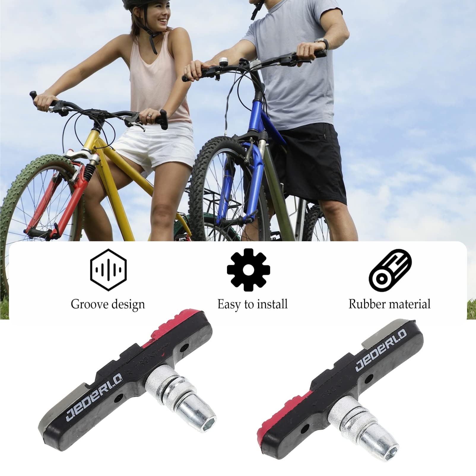 DOITOOL 2 Pairs Bicycle Brake Pads - V-Brake Pads for Mountain Bikes & Stationary Bikes - High Performance Virgin Rubber Brake Blocks with Caliper Tool - Perfect for Road Cycling, Commuting & Off-Road Adventures