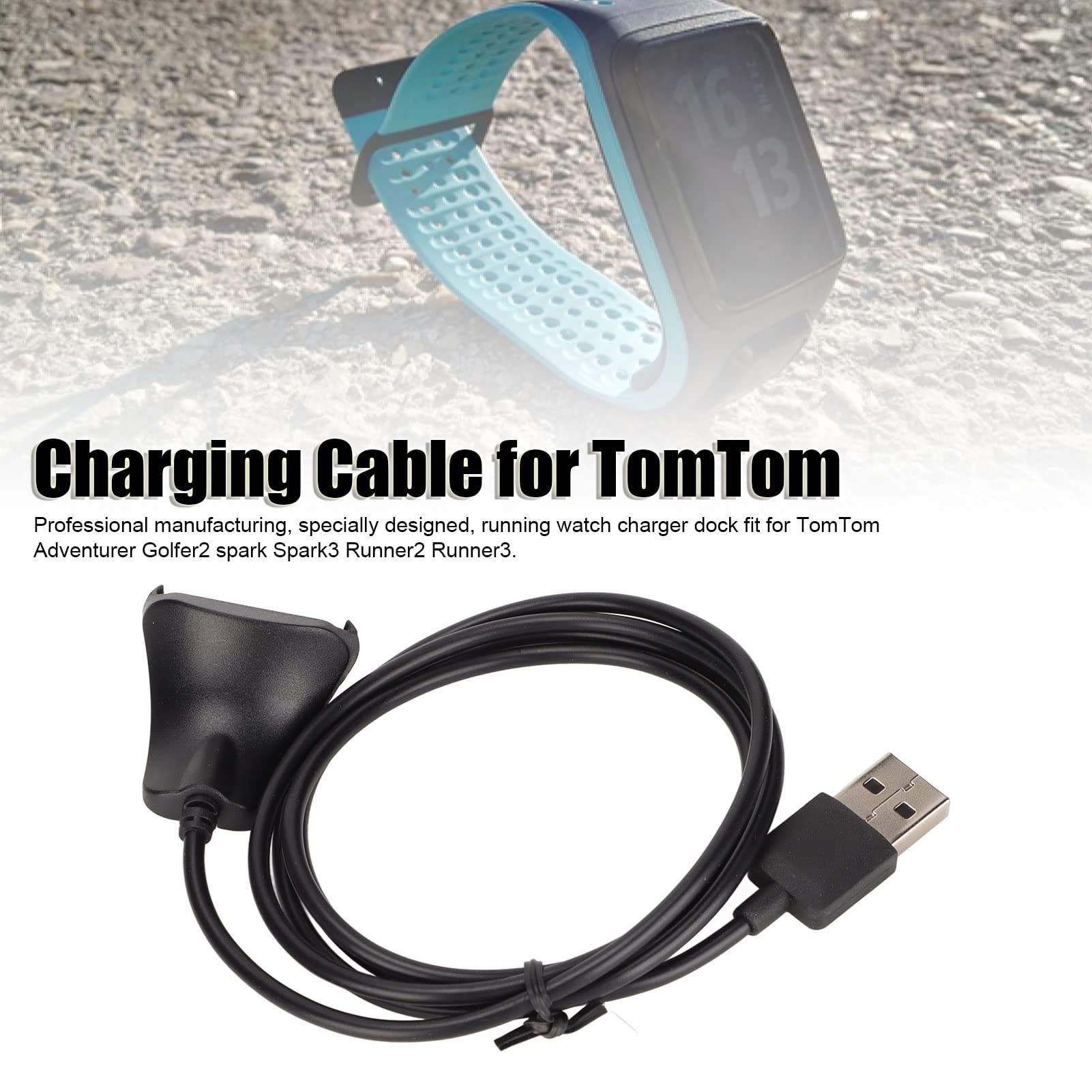 TomTom Golfer 2 Spark 3 Runner 2 Runner 3 Watch Charger Dock - USB Charging Cable & Adapter for Smartwatches - Perfect for Golfing, Running & Fitness Tracking