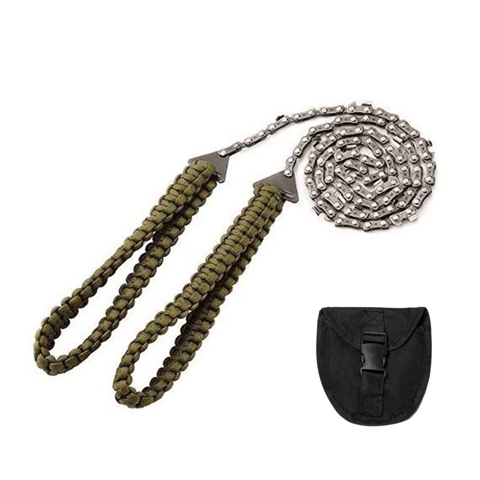 MengK 27 Inch 11 Teeth Pocket Chainsaw with Paracord Handle - Portable Hand Chain Saw for Camping, Hiking, Survival & Emergency Outdoor Gear | Compact Wood Cutting Tool for Bushcraft, Gardening & Wilderness Adventures