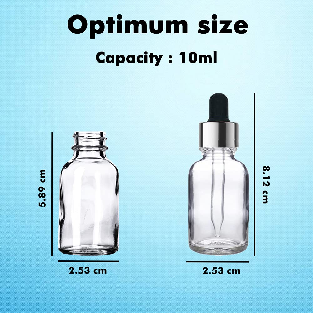 PHARCOS FUTURA MARKET 10ML Essential Oil Glass Bottles with Euro Dropper - 4 Pack, Leak Proof, Refillable for DIY Beauty, Fragrance, Aromatherapy - Perfect for Travel, Home Spa & Gift Giving