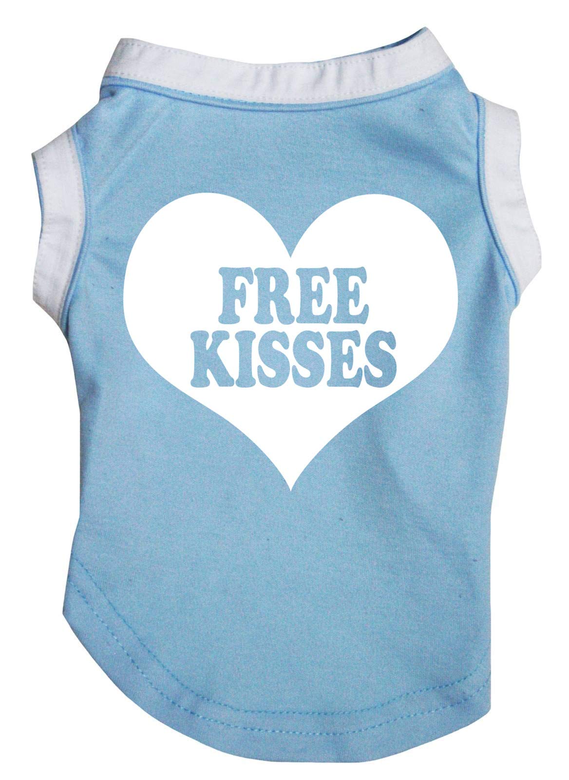 Free Kisses Heart Puppy Dog Shirt for Small Dogs - Light Blue XS Pet Clothes | Cute Valentine's Day & Birthday Outfit for Puppies