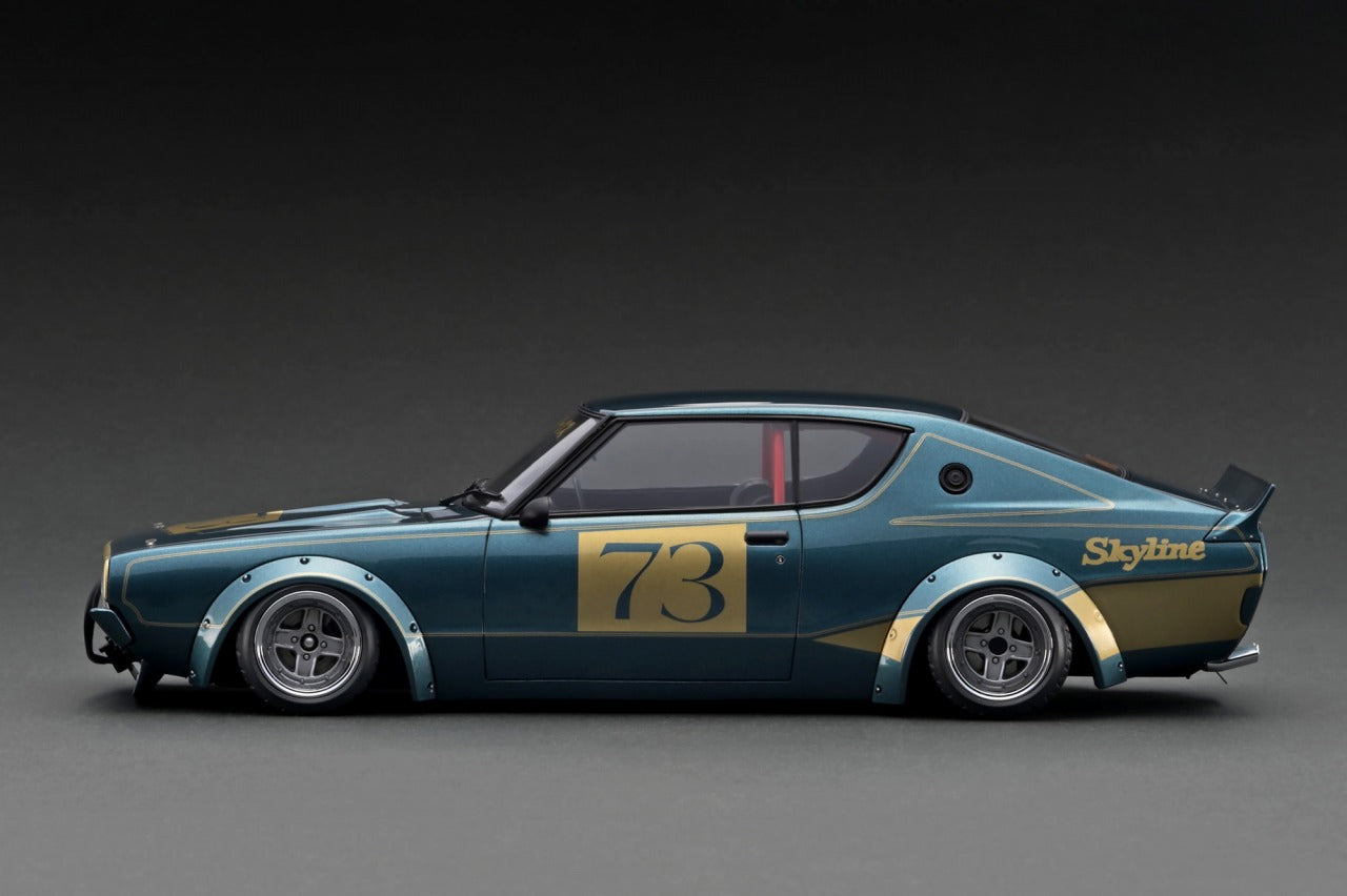 1:18 Scale Nissan Kenmeri 2DR LB WORKS Diecast Model Car - Blue Green Metallic Finish | Collectible Car Model for Display, Gifts & Automotive Enthusiasts