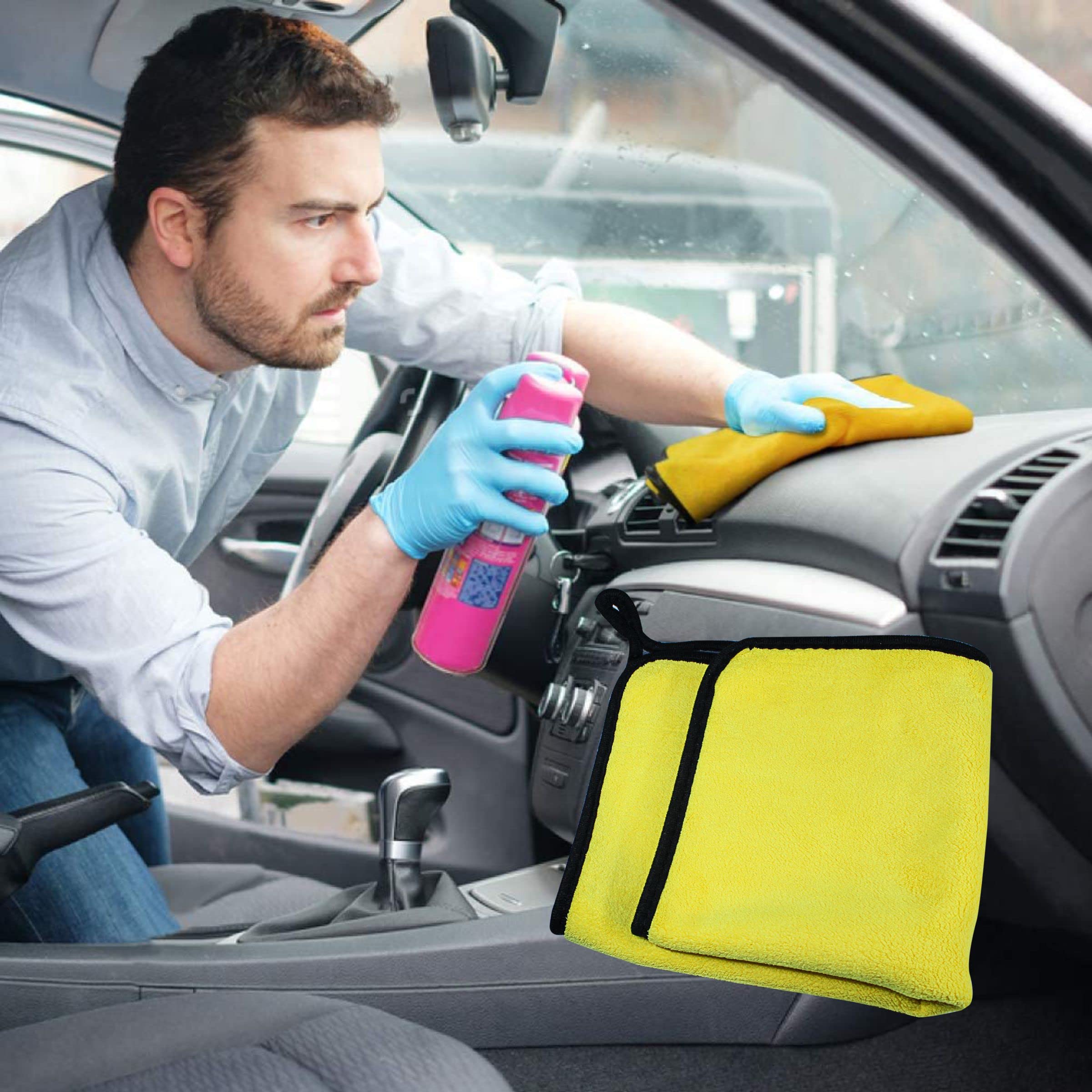 SORAX 800GSM Ultra Absorbent Microfiber Cleaning Cloths - 4 Pack Yellow Kitchen Towels for Dusting, Polishing & Multi-Surface Cleaning | Perfect for Dishes, Cars, Windows & Household Chores