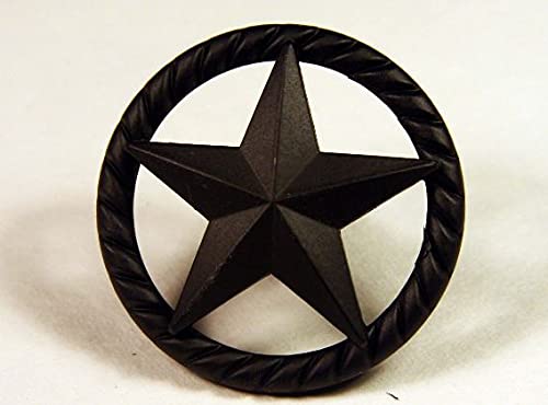 20 Pack Black Raised Star Knob Drawer Pulls - Western Cabinet Hardware with Texas Star Design for Kitchen, Bathroom & Furniture (20 Knobs)