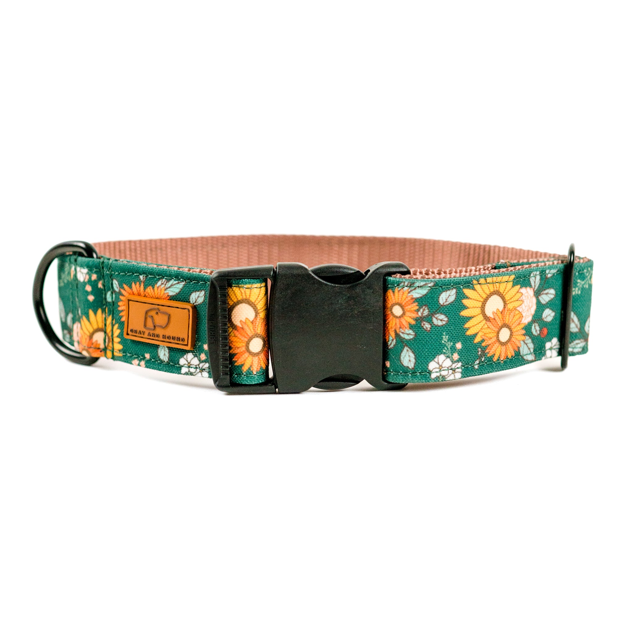 Emerald Floral Dog Collar - Adjustable Pet Collar with Soft Padded Lining for Small Medium Large Dogs - Perfect for Walks, Training & Fashion Accessories