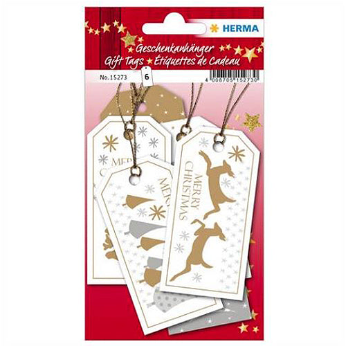Merry Christmas Gift Tags - 8 x 4 cm White Holiday Labels (15273) - Perfect for Christmas Presents, Stocking Stuffers & Holiday Gift Wrapping