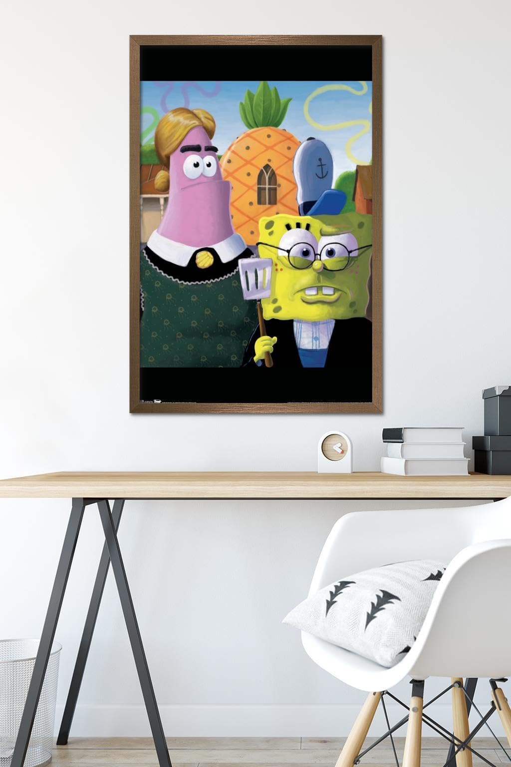 Trends International Nickelodeon Spongebob American Gothic Wall Poster - 22.375 x 34 Inches, Bronze Framed Art Print - Perfect for Kids' Rooms, Game Rooms & Pop Culture Decor