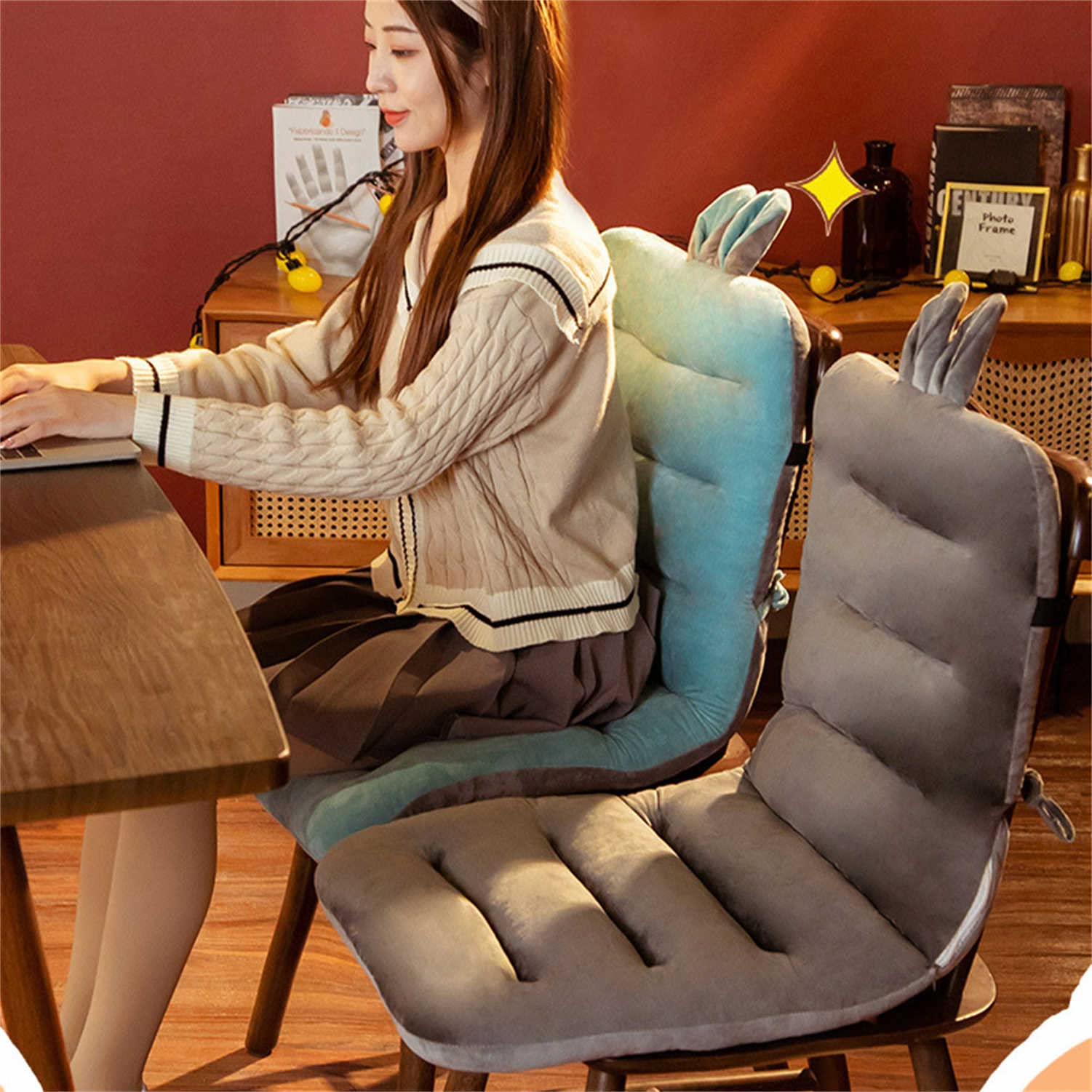 Plush Chair Cushion with Ties - Thickened Seat Pad for Sofa, Office & Car