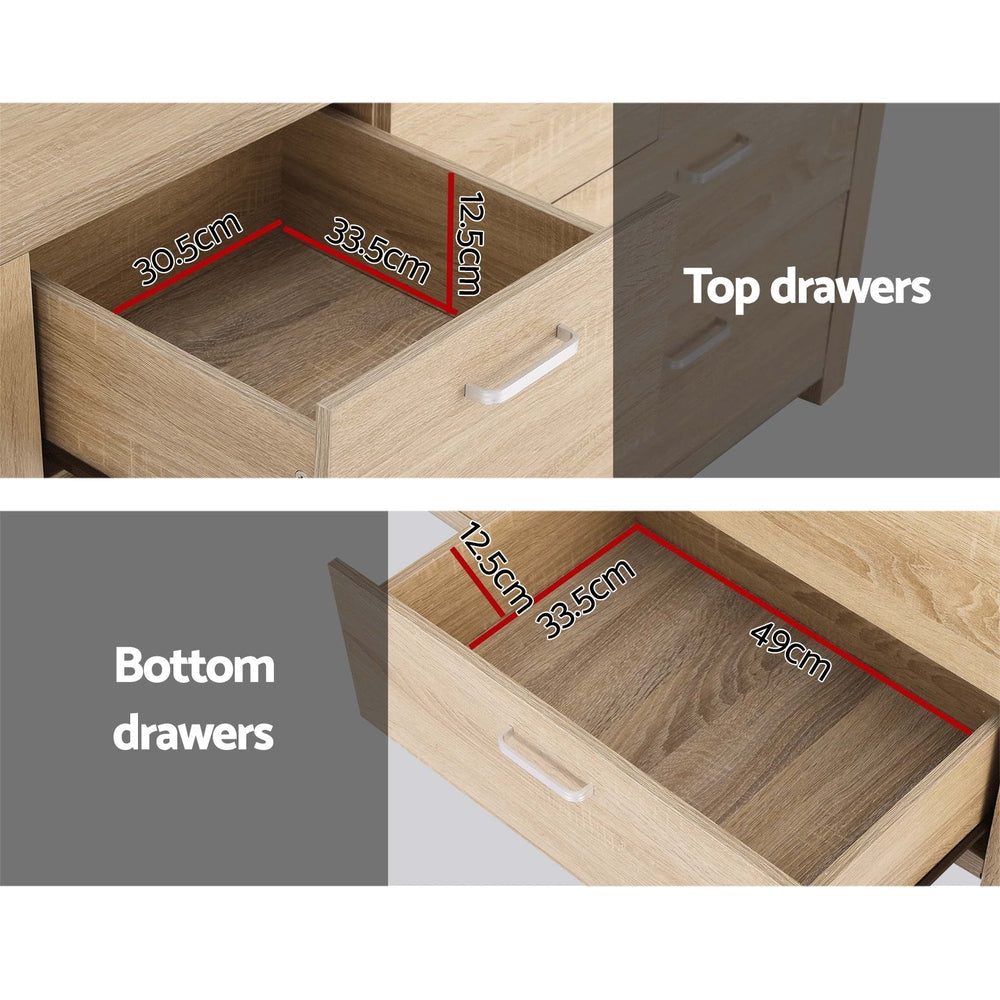 7-Drawer Lowboy Storage Dresser - Solid Oak Wood Bedroom Organizer for Clothes, Toys & Linens | Perfect for Nursery, Dorm, or Guest Room Organization