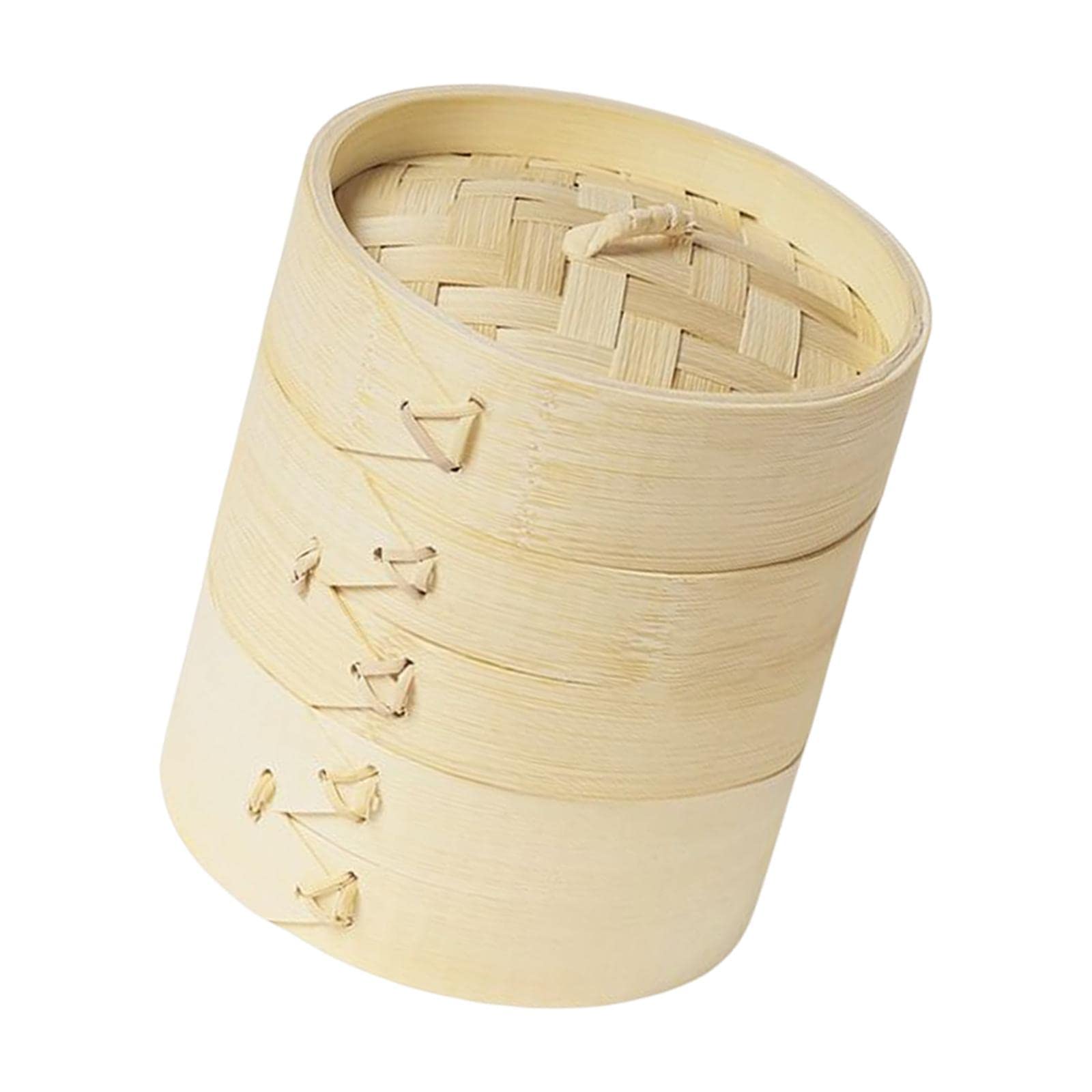 TOOYFUL 14cm Round Bamboo Steamer Basket with Lid - Handmade Dumpling Steamer for Cooking Dim Sum, Rice, Veggies & Desserts | Perfect for Outdoor Camping, Hiking & Home Kitchen Use