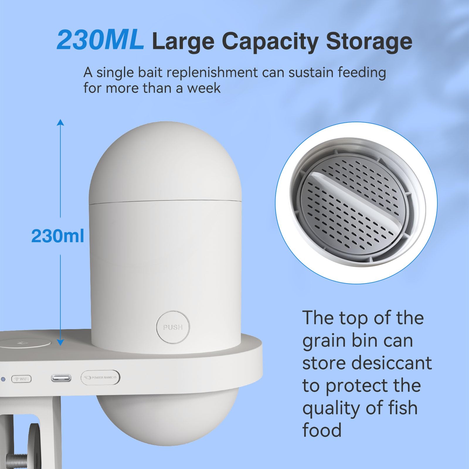 EC Technology Automatic Fish Feeder with 2K Camera & APP Control - Dual Food Dispenser, Infrared Night Vision for Aquarium & Fish Tank - Perfect for Vacation, Office & Home Use