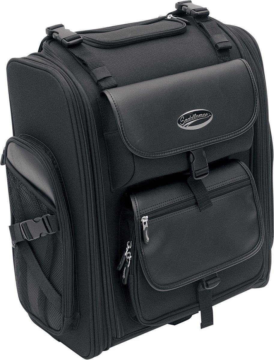 Saddlemen 3515-0080 Deluxe Sissy Bar Bag - Motorcycle Luggage for Harley, Cruiser & Touring Bikes - Waterproof Storage for Long Rides & Road Trips