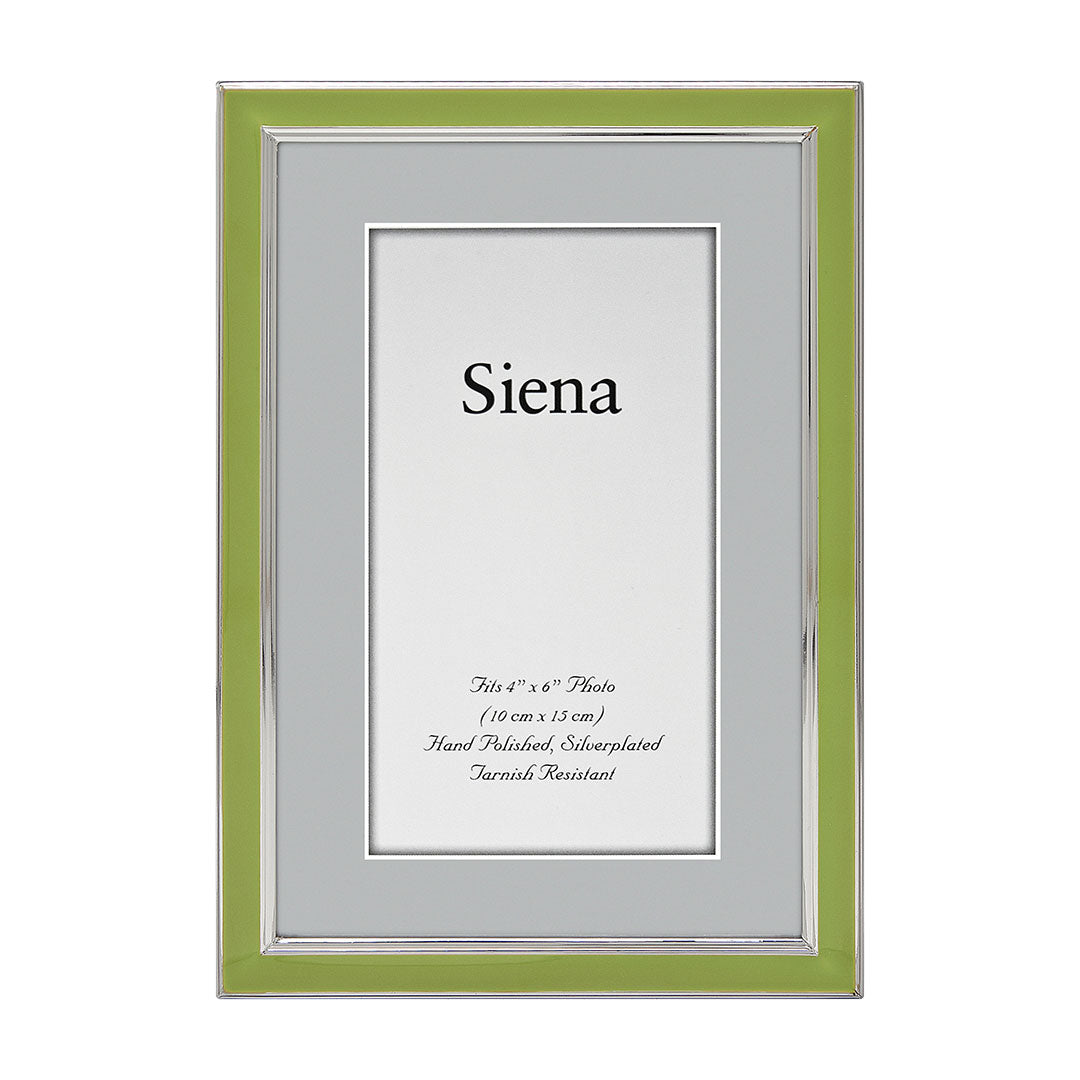 4x6 Inch Green Enamel Silver Plated Photo Frame - Elegant Wall & Tabletop Display for Home, Office Decor, Wedding Gifts & Memory Keepsakes