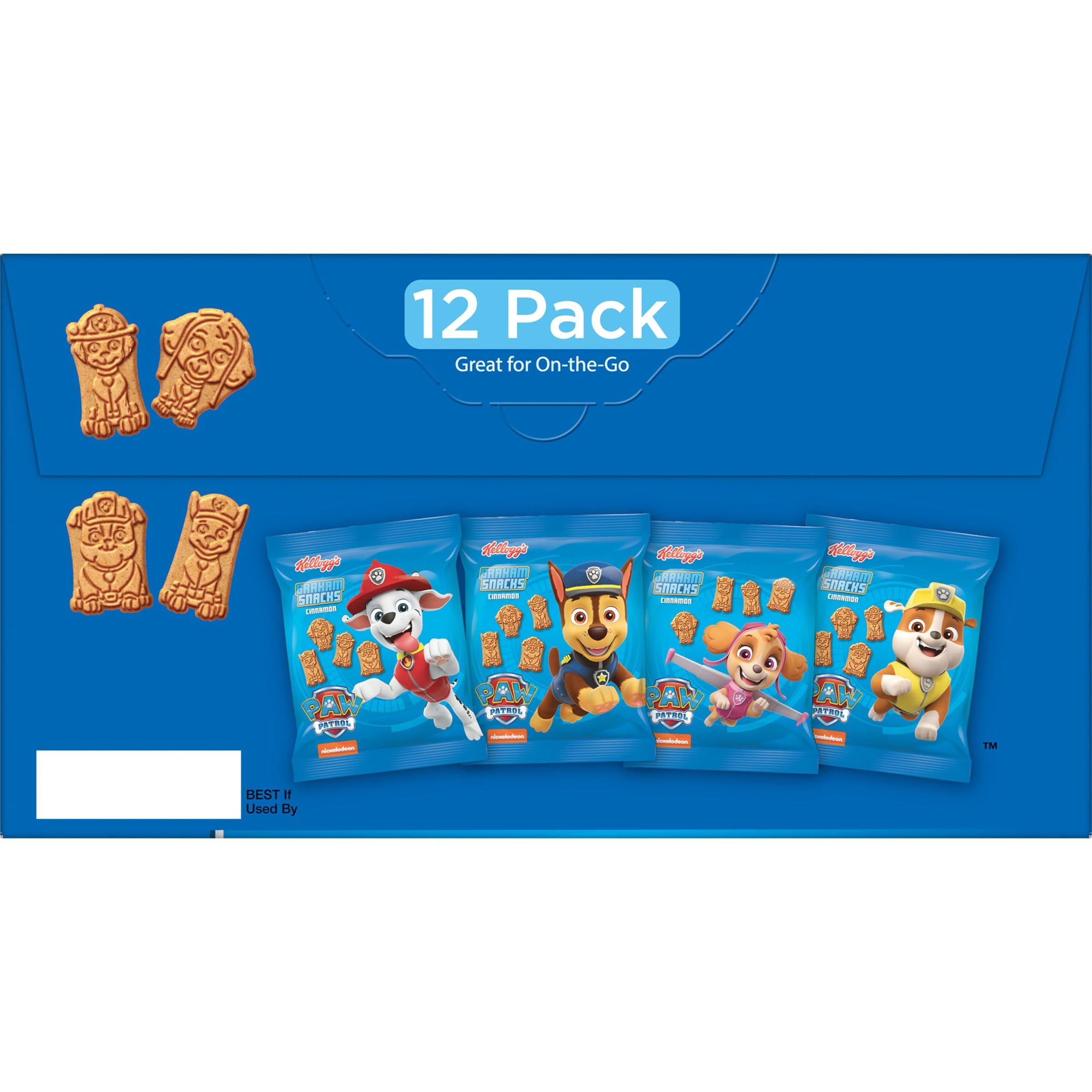 Kellogg's PAW Patrol Graham Snacks for Kids - Whole Grain Cinnamon Flavored Healthy Snack, 12.7oz Box (12 Individual Pouches) - Perfect for School Lunches, After-School Treats & Road Trips