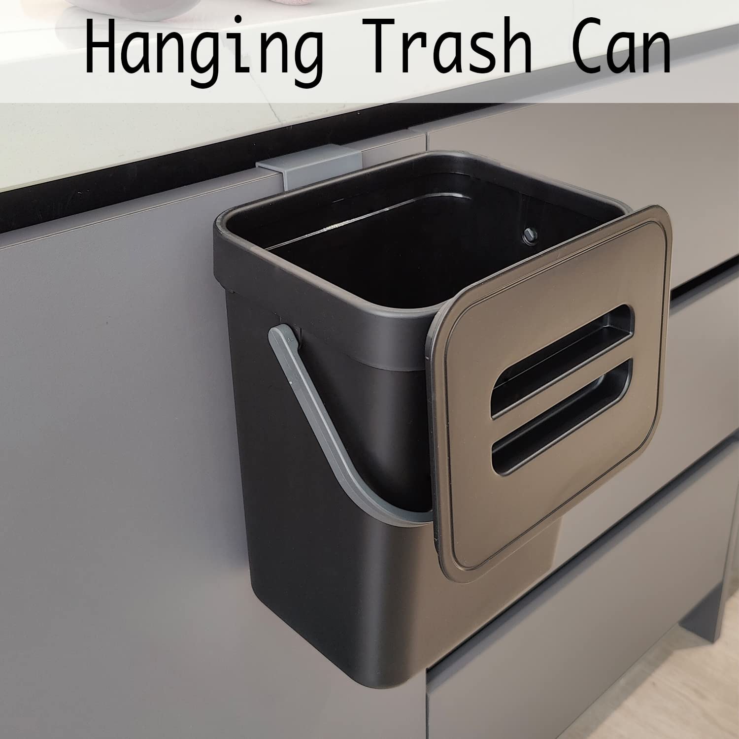 LALASTAR 5L/1.3 Gal Countertop Compost Bin with Lid - Small Hanging Trash Can for Kitchen, Bathroom, RV & Under Sink - Food Waste Bin for Eco-Friendly Composting - Mountable Garbage Can for Home & Office Use
