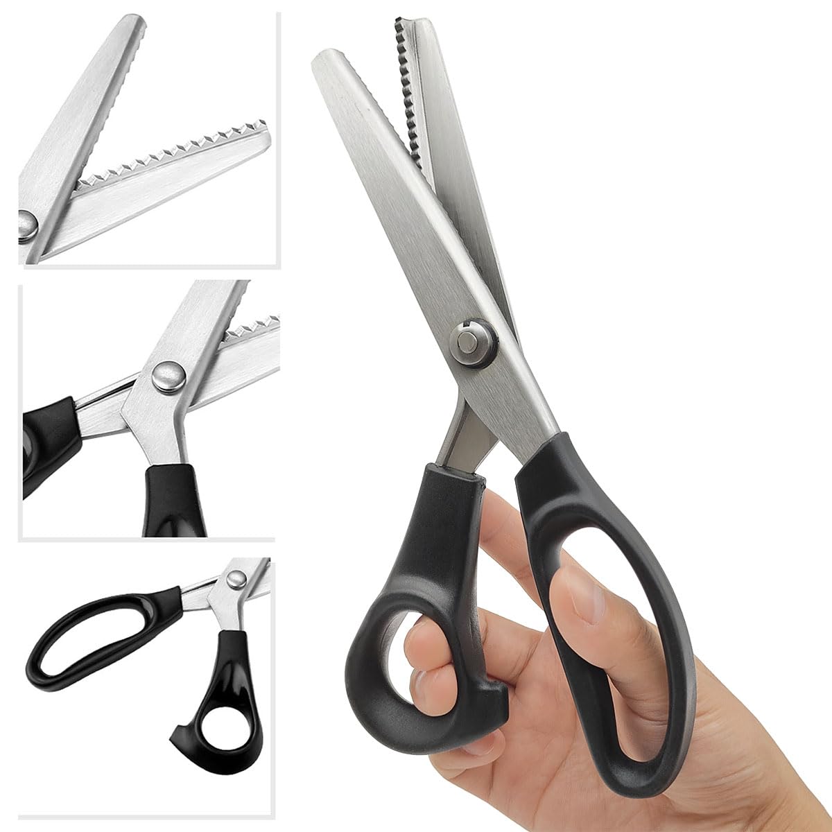 2 Pack lyfLux Pinking Shears Scissors - Professional Fabric Scissors with 3mm Zig Zag & Rounded Teeth for Sewing, Crafting, Paper Cutting, Leather - Perfect for Quilting, DIY Projects & Dressmaking