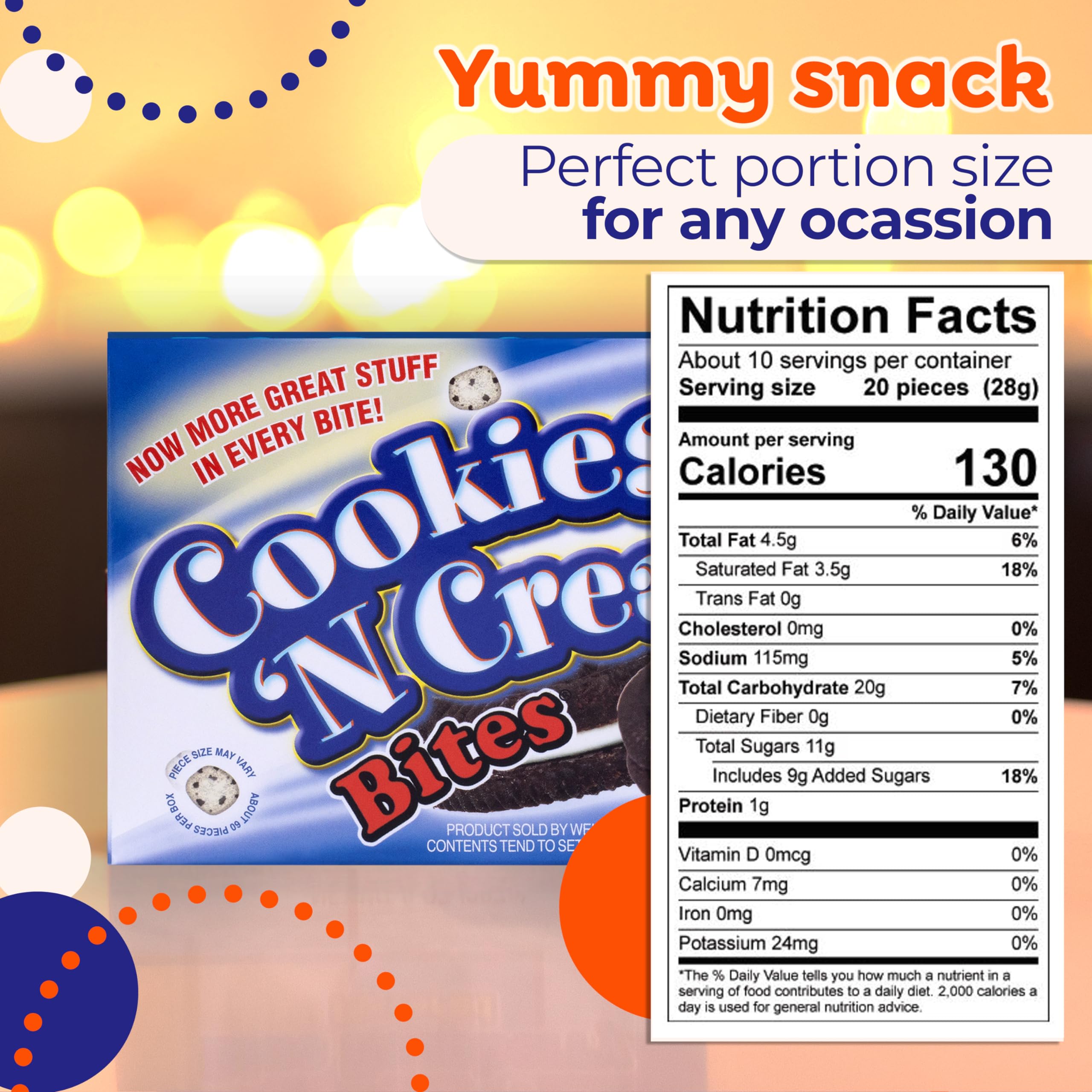 Cookies 'N Cream Cookie Dough Bites with Crunch Bites - 8 Boxes (3.1oz Each) | Egg-Free Ice Cream Toppings & Movie Snacks | Perfect for Movie Nights, Birthday Parties & Family Gatherings