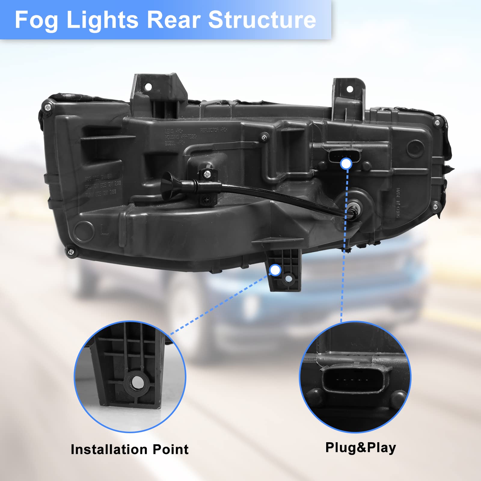 ROXX LED Fog Lights Assembly for 2018-2022 Ford Mustang - Sequential Turn Signal & DRL - Direct Replacement Driving Fog Lamps (Driver & Passenger Pair) - Perfect for Night Driving and Enhanced Visibility