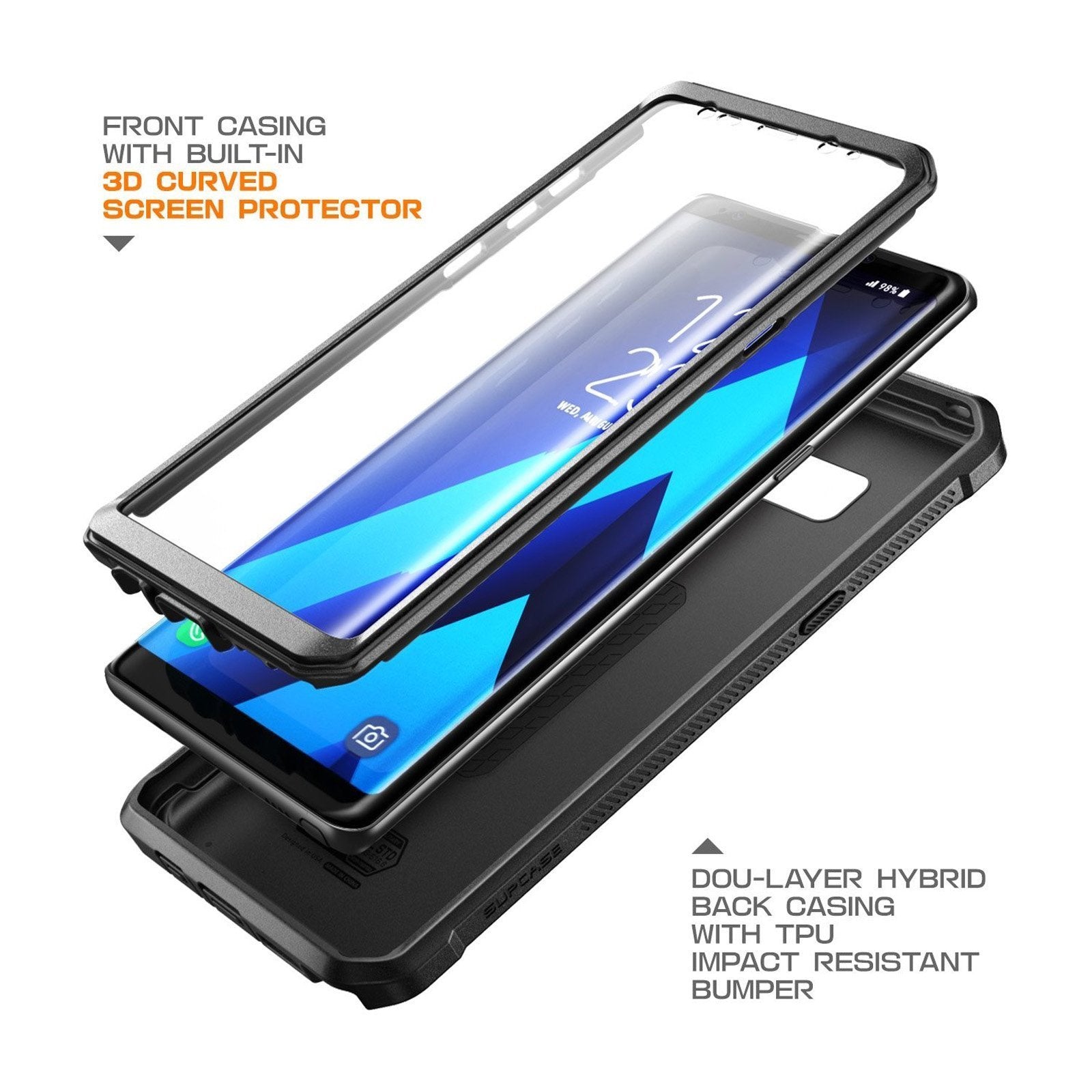 Samsung Galaxy Note 8 Case - Unicorn Beetle Pro Full Body Rugged Holster Protective Cover (Black) - Shockproof, Military-Grade Protection for Work, Outdoor & Daily Use