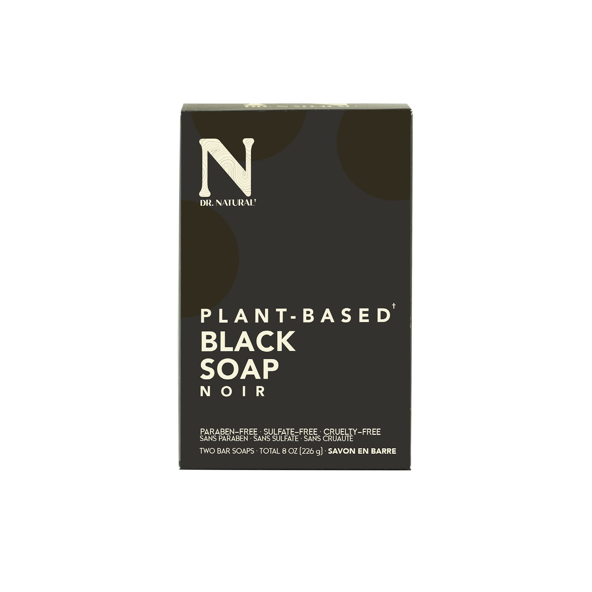 Dr. Natural Pure Black Bar Soap - 4oz (8 Bars) | Coconut & Olive Oil with Shea Butter | Deep Cleansing & Exfoliating | Body Wash, Face Cleanser & Hand Soap | Ideal for Dry, Sensitive Skin & Acne-Prone Skin Care Routine